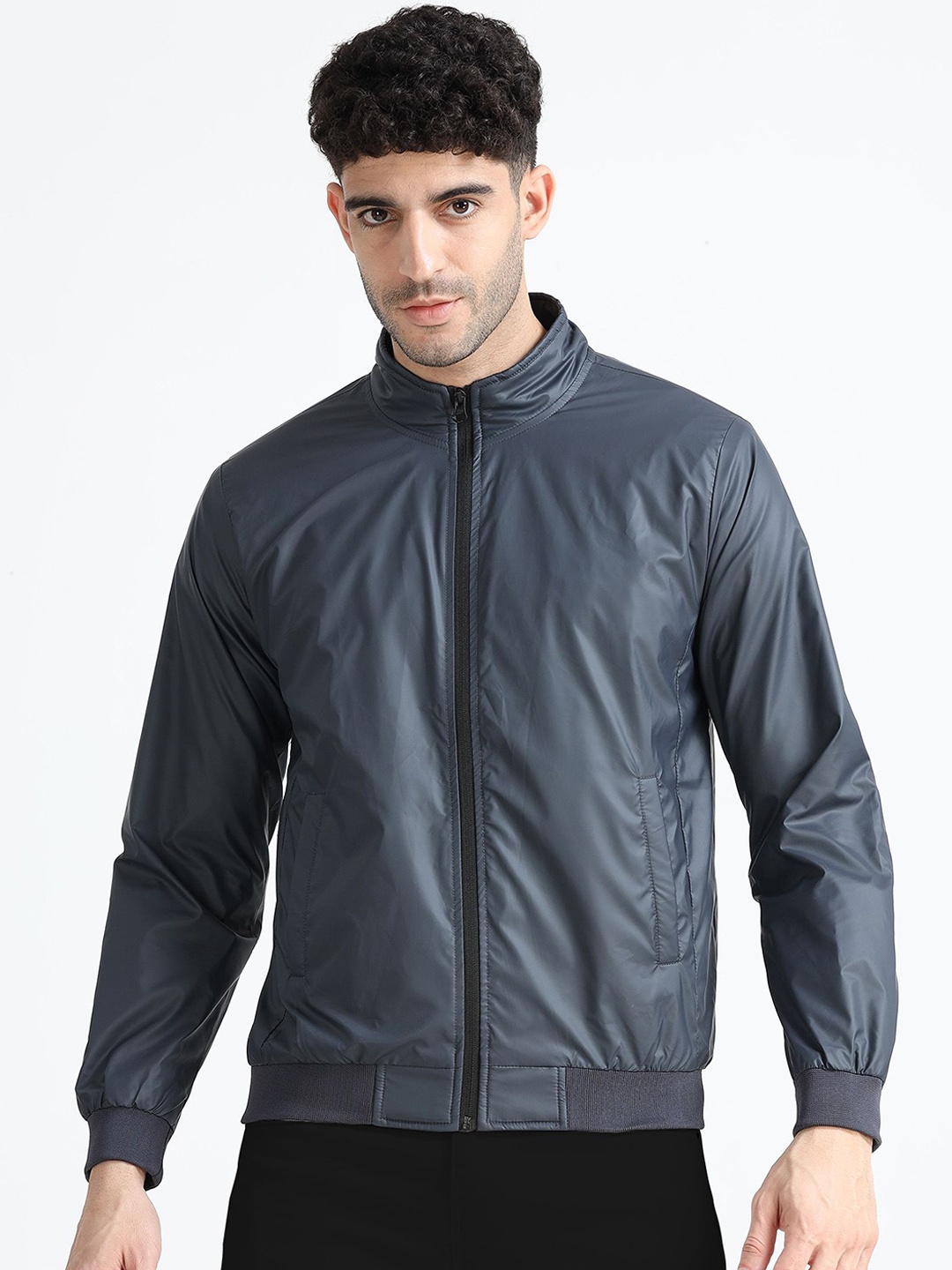 

Xtrim Men Solid Windcheater and Water Resistant Bomber Jacket, Navy blue