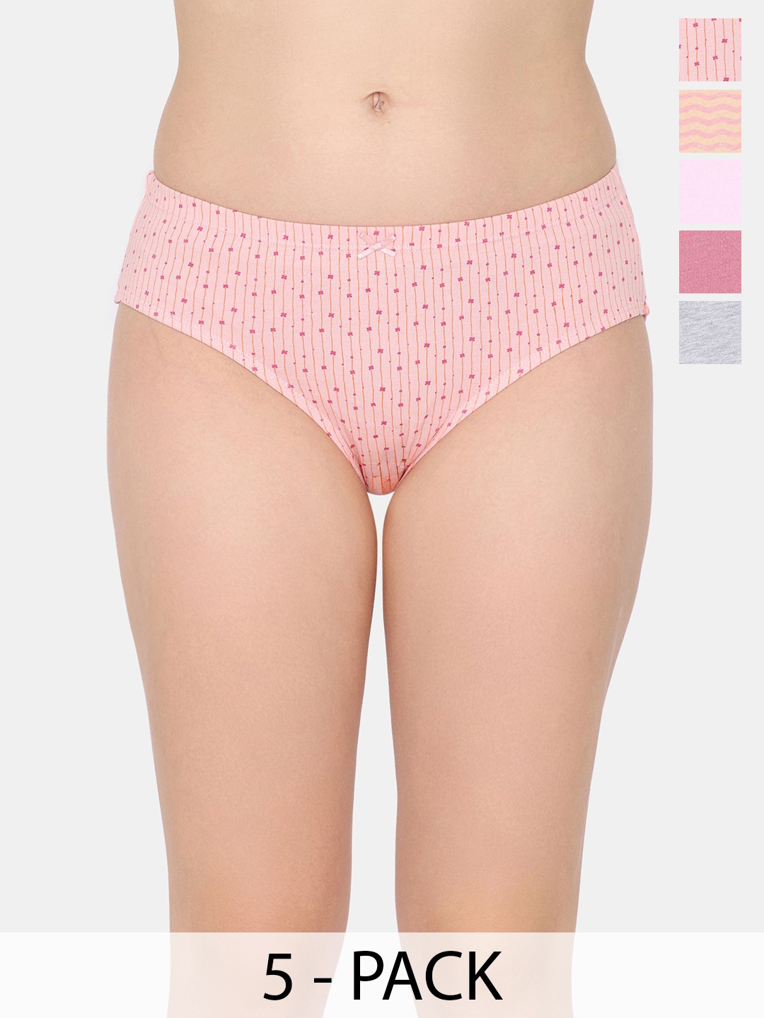 

Rosaline by Zivame Pack Of 5 Women Seamless Hipster Briefs, Pink