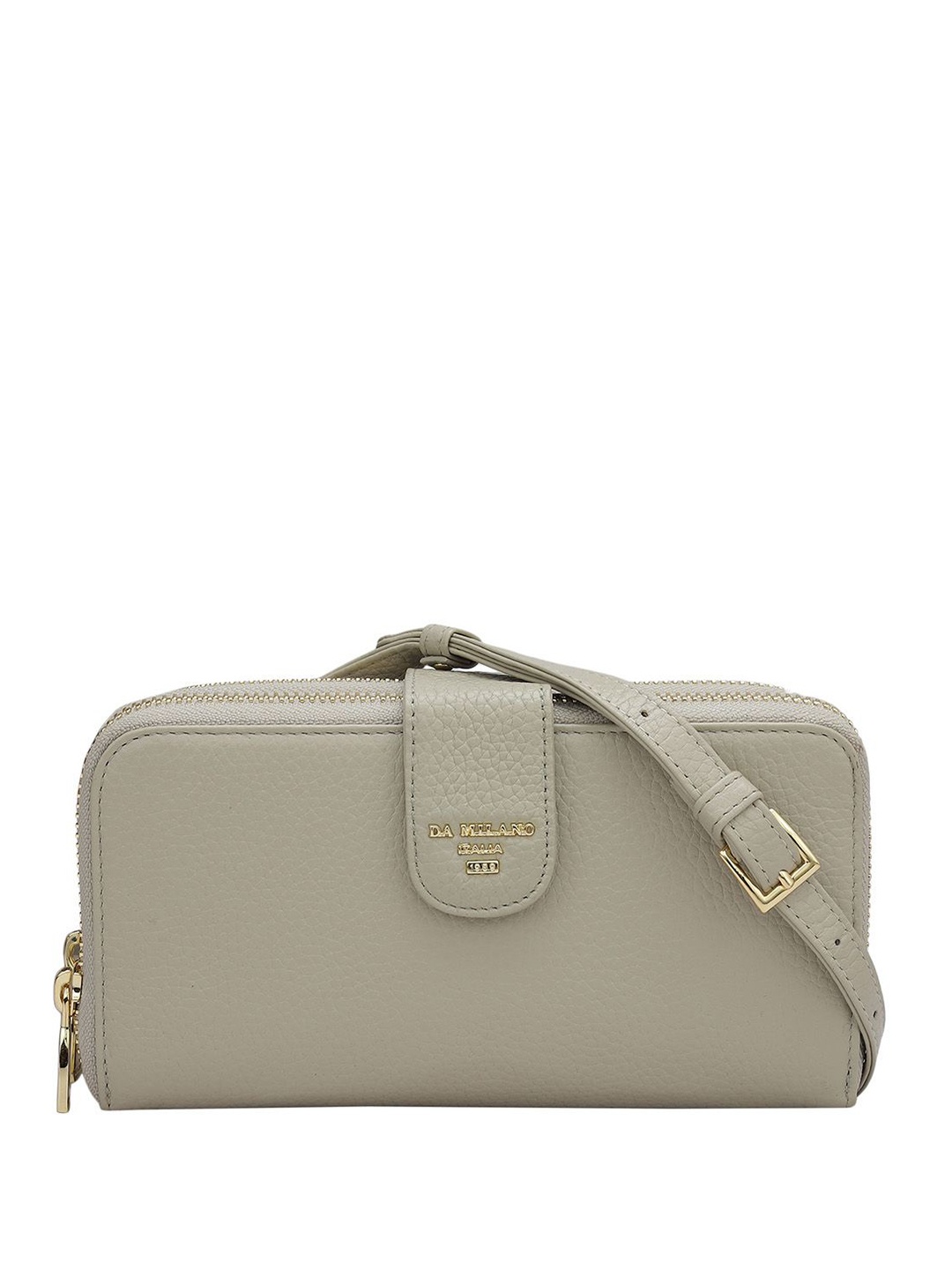 

Da Milano Women Textured Leather Zip Around Wallet, Khaki