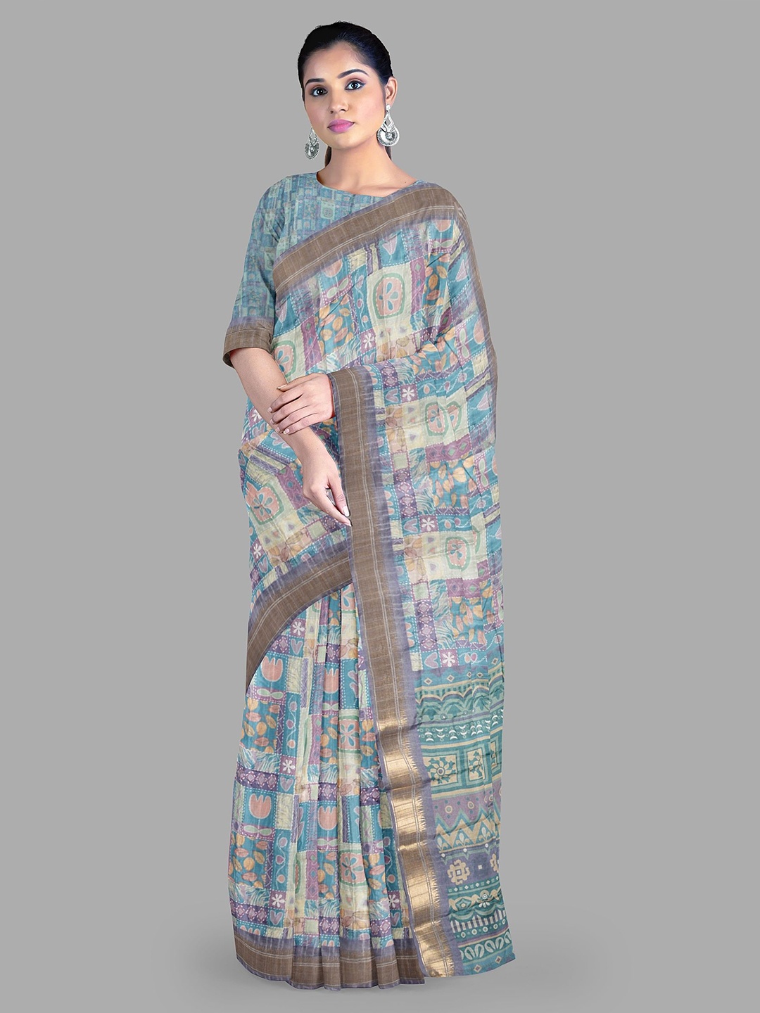 

The Chennai Silks Printed Dola Zari Saree, Blue
