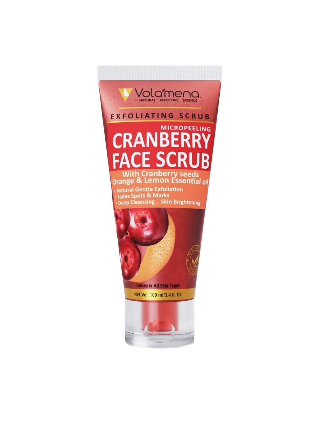 

Volamena Exfoliating Micro Peeling Cranberry Face Scrub with Orange - 100 ml, Red