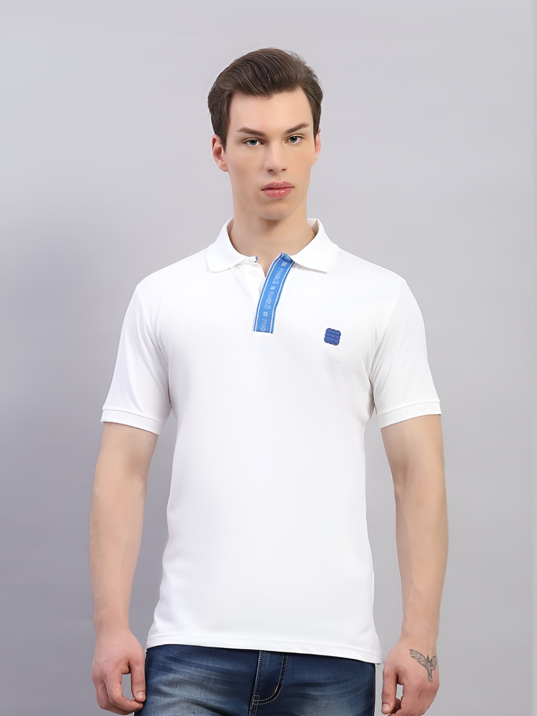 

rock.it Men Solid Polo Collar Cotton T-shirt, White