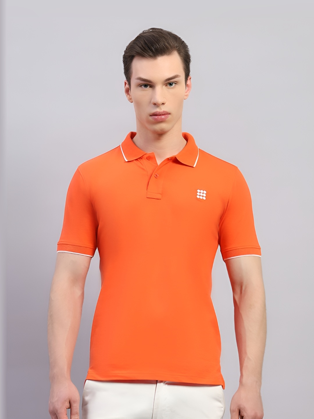 

rock.it Men Solid Polo Collar Cotton T-shirt, Orange