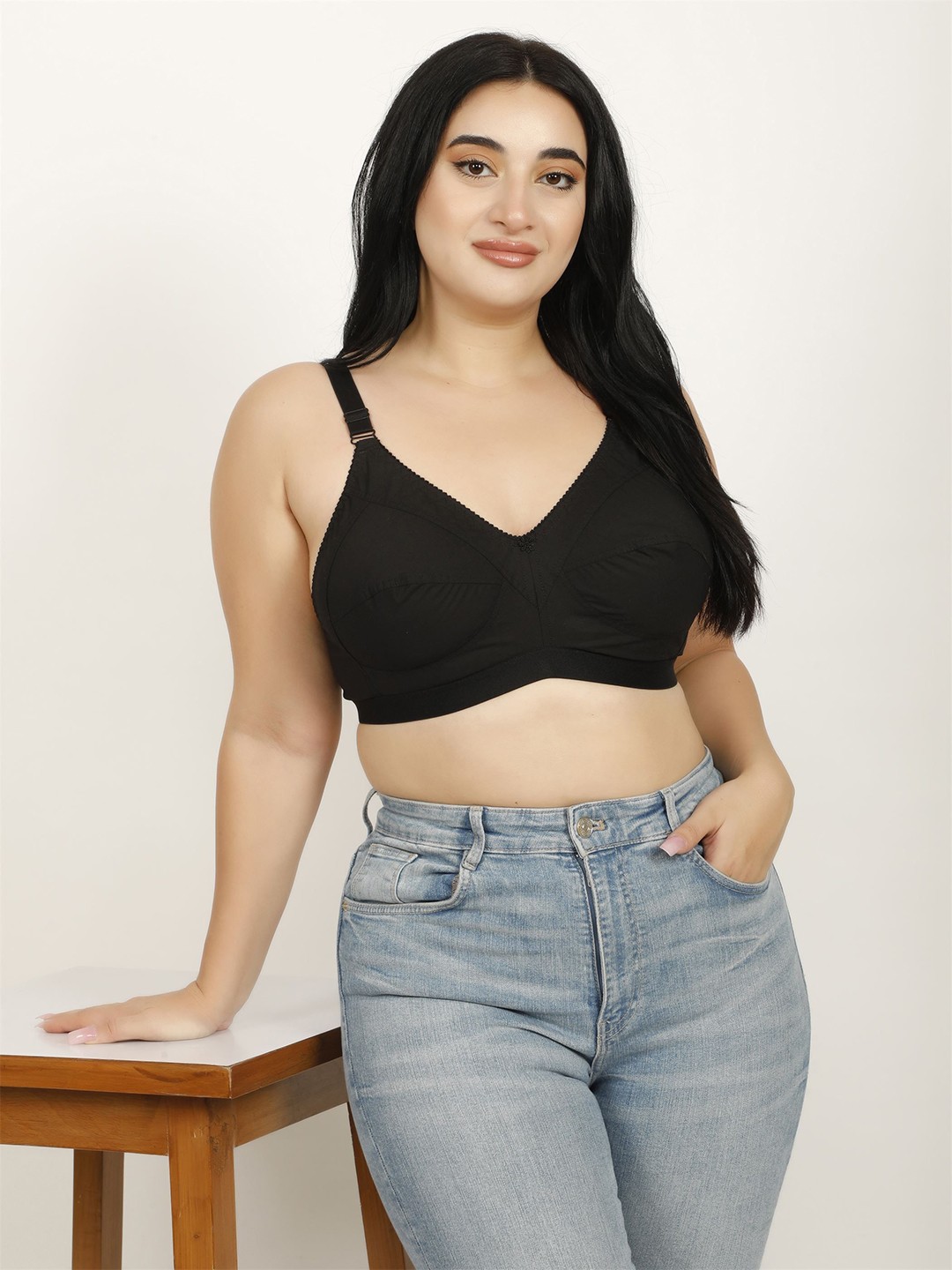 

Hill Islands Women Full Coverage plus size Everyday Non Padded Bra, Black