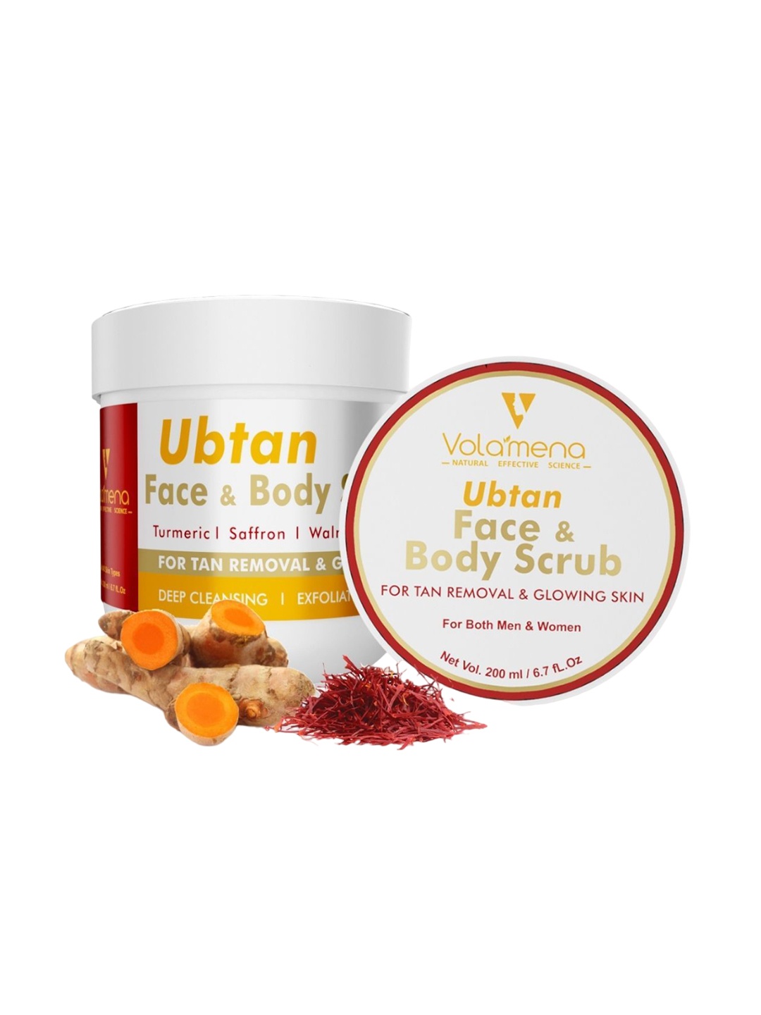

Volamena Ubtan Face & Body Scrub for Tan Removal & Glow - 200 ml, White