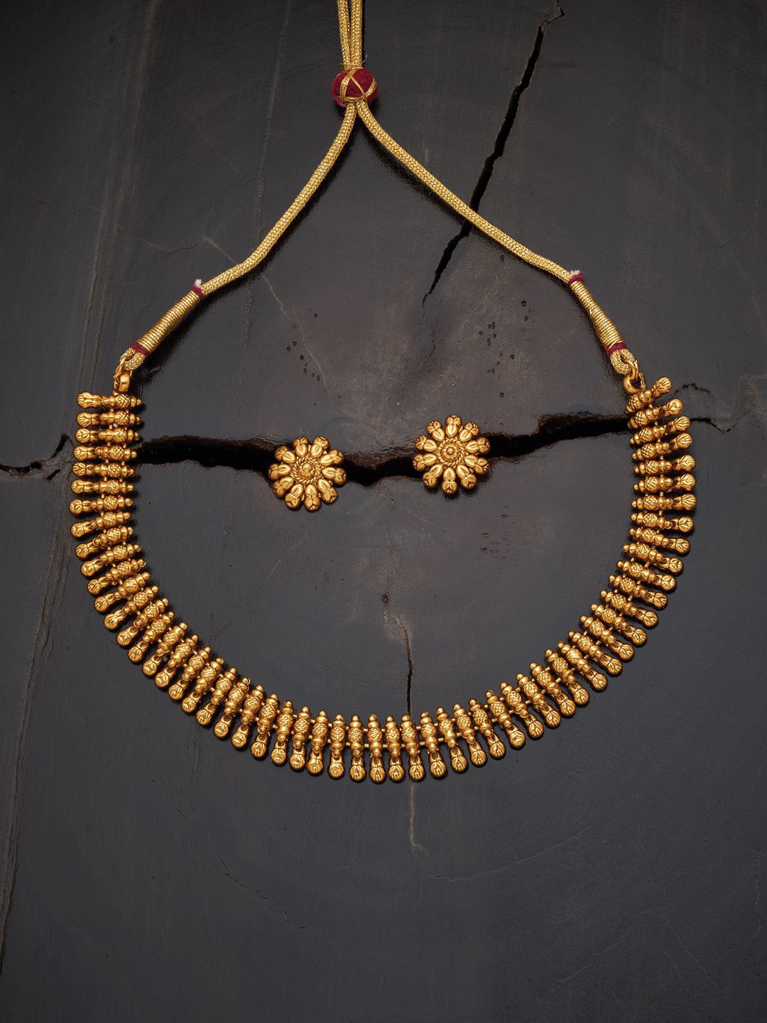 

Kushal's Fashion Jewellery Gold-Plated Ethnic Antique Jewellery Set