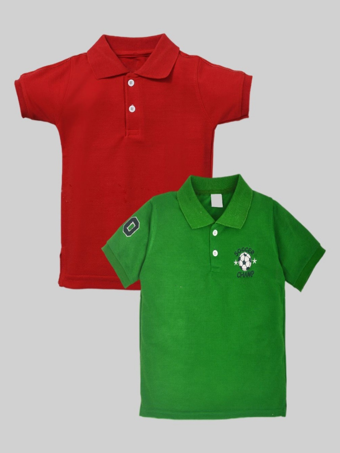 

BAESD Pack Of 2 Boys Solid Polo Collar Cotton T-shirts, Red