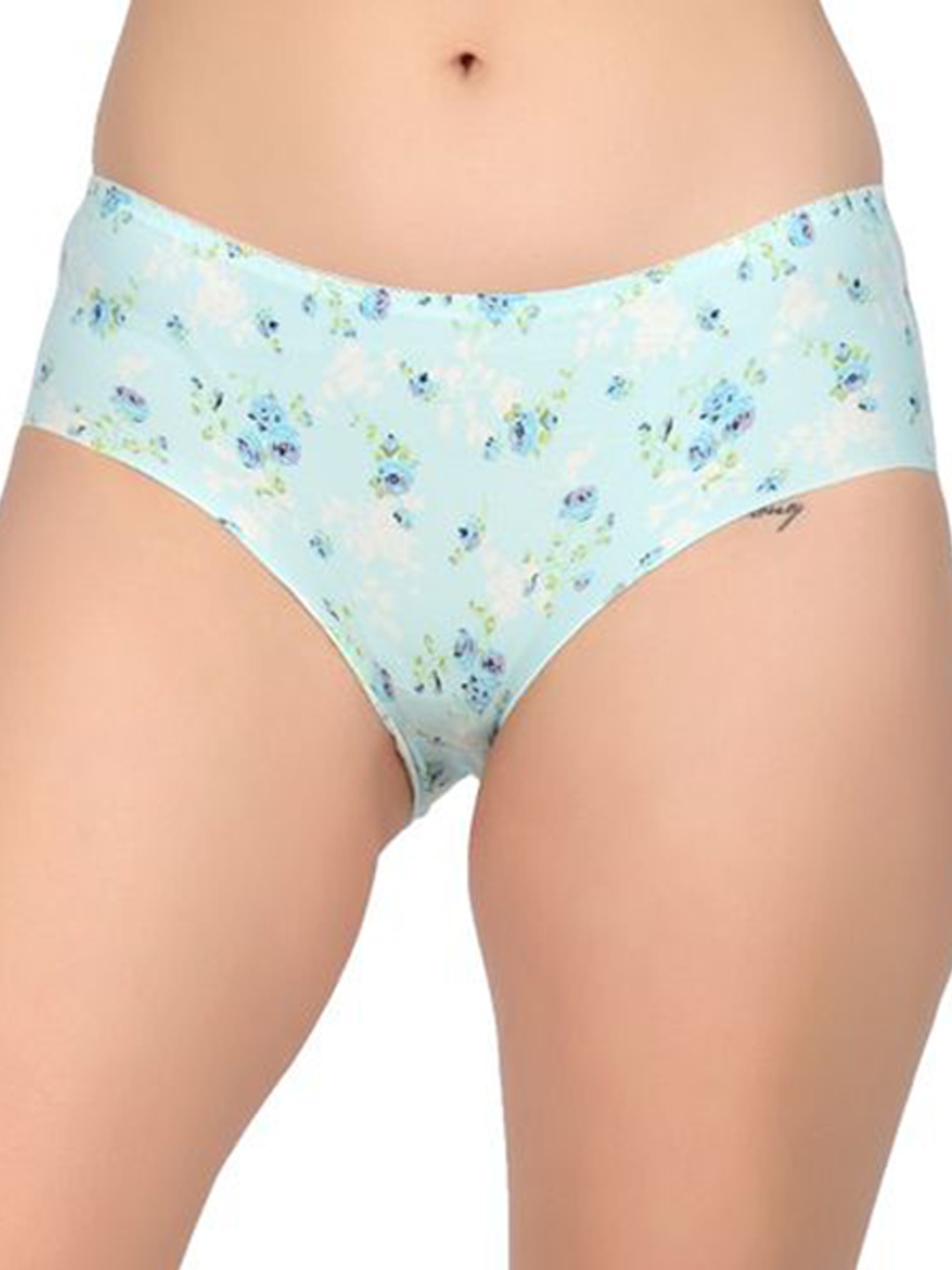 

bare dezire Women Printed Mid-Rise Hipster Seamless Briefs, Blue