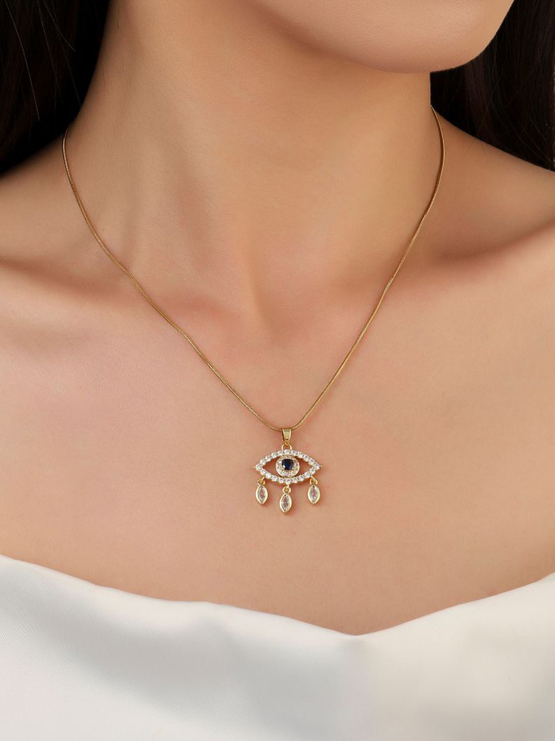 

SALTY Neith Stainless Steel Evil Eye Pendant With Chain, Gold