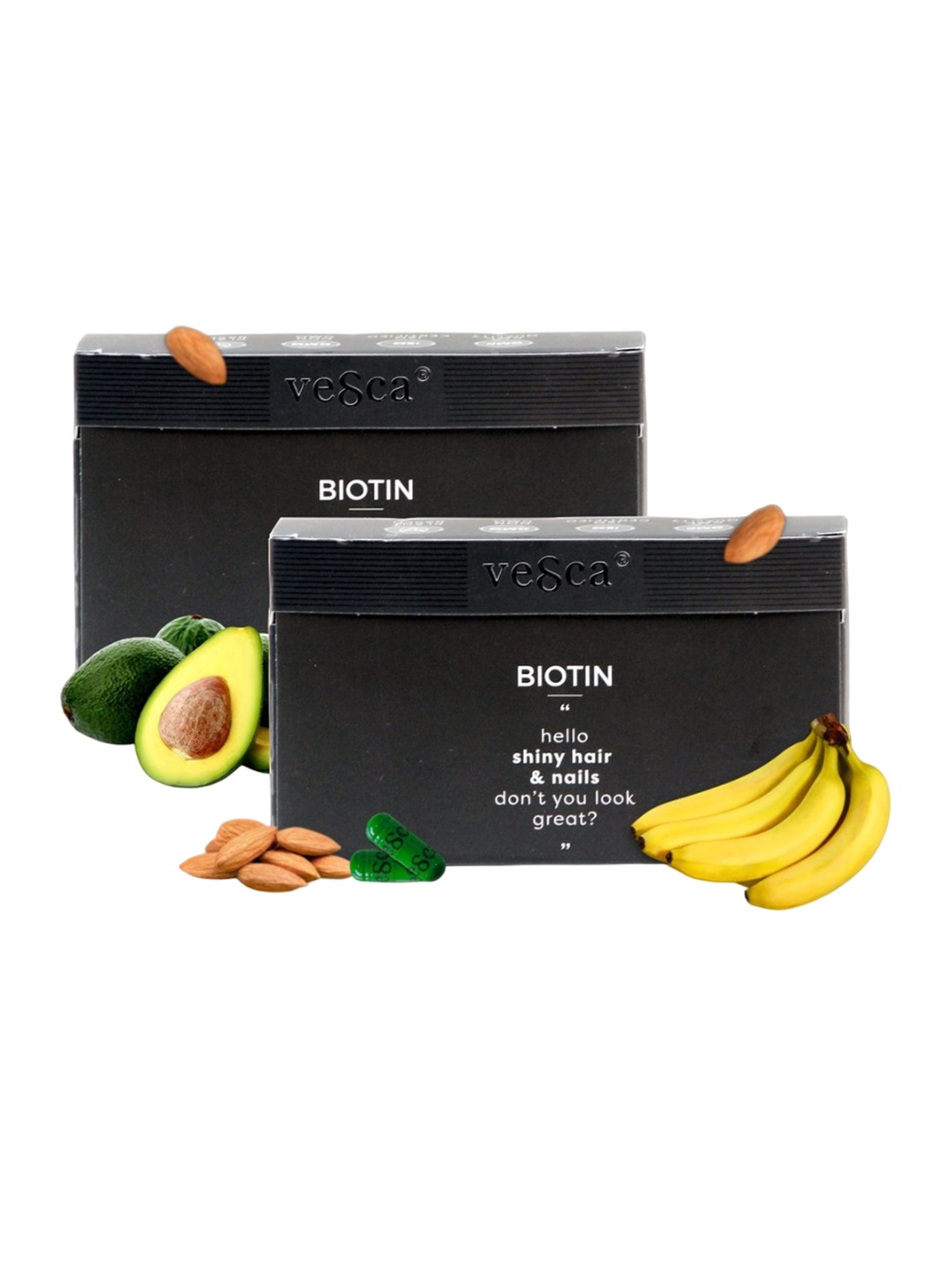 

vesca Set Of 2 Biotin For Hair Growth & Nail Growth-30 Capsules Each, Green