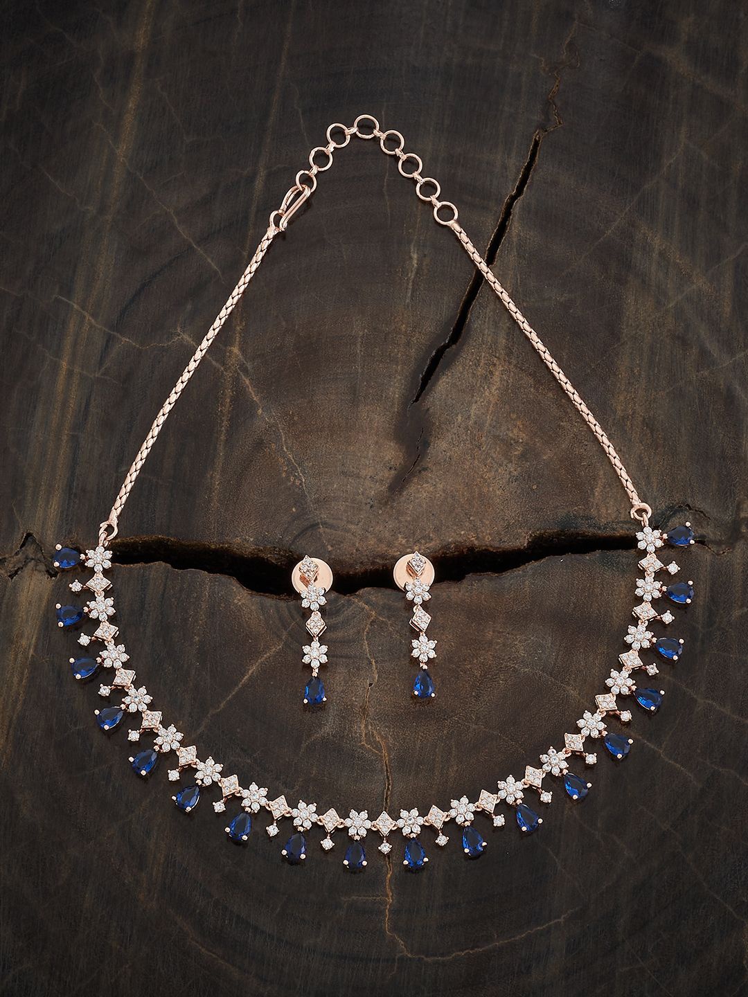 

Kushal's Fashion Jewellery Rose Gold-Plated Cubic Zirconia Stone-Studded Jewellery Set