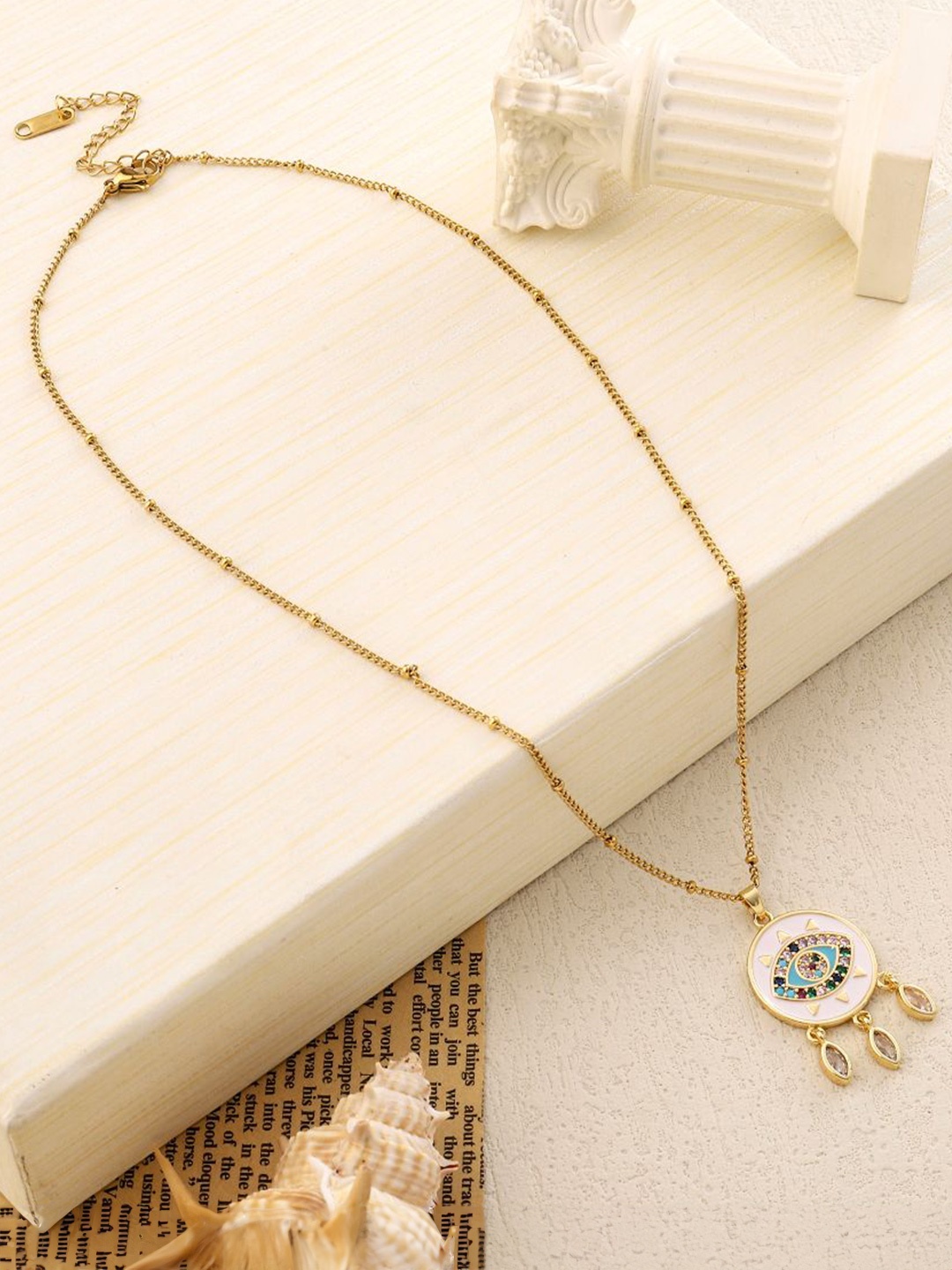

SALTY Gold-Plated Stainless Steel Teardrop Shaped Pendants With Chains