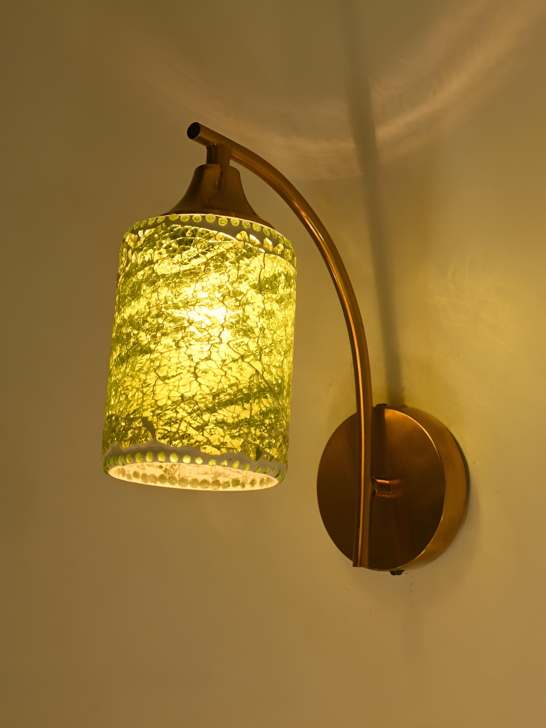 

Afast Green & White Textured Glass Contemporary Cylinder Shaped Wall Lamp