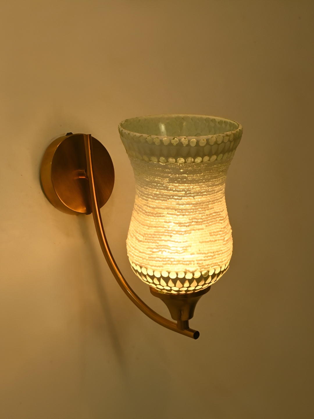 

Afast White & Blue Textured Glass Contemporary Bell Shaped Wall Lamp