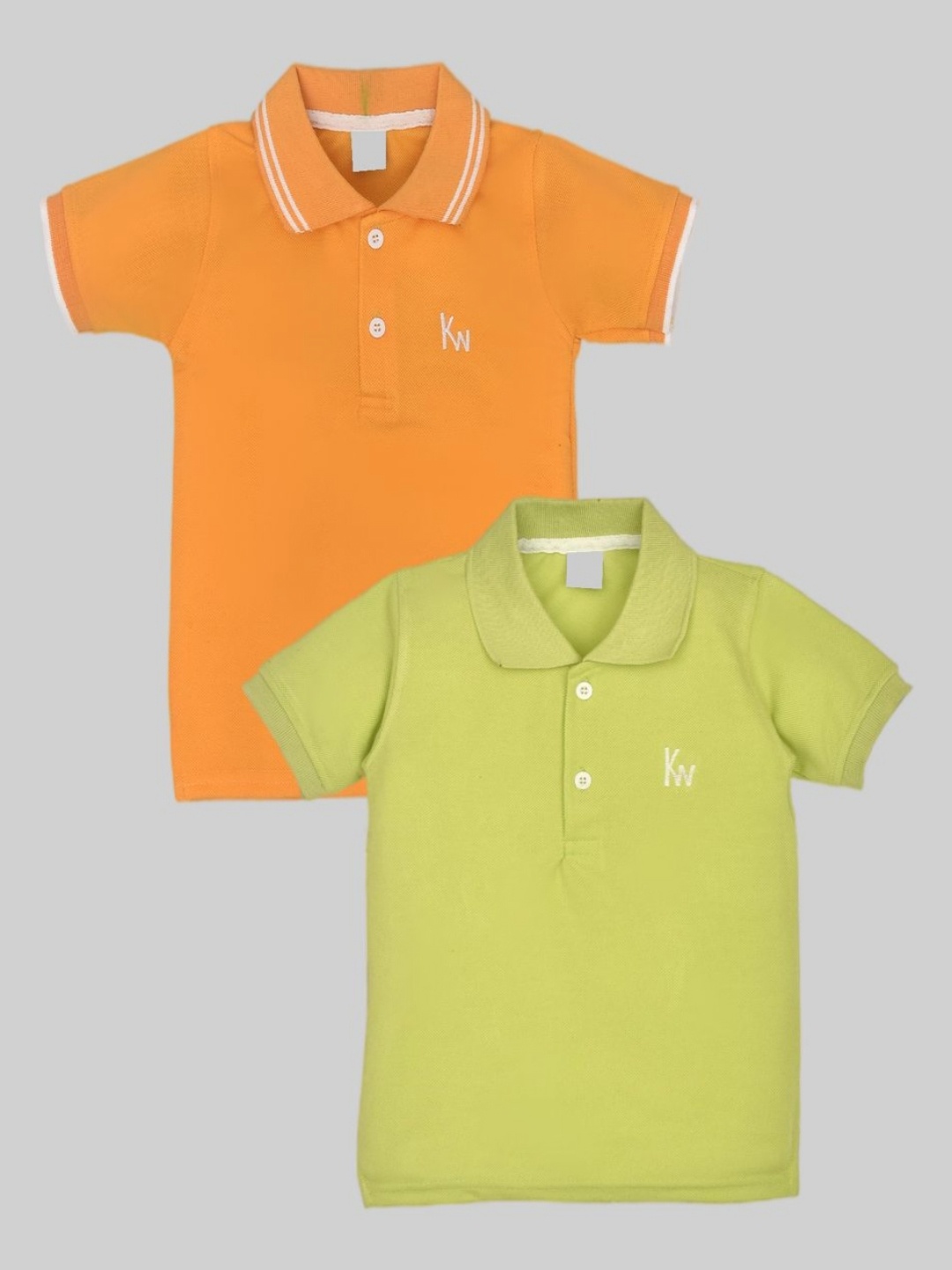 

BAESD Pack Of 2 Boys Solid Polo Collar Cotton T-shirts, Orange