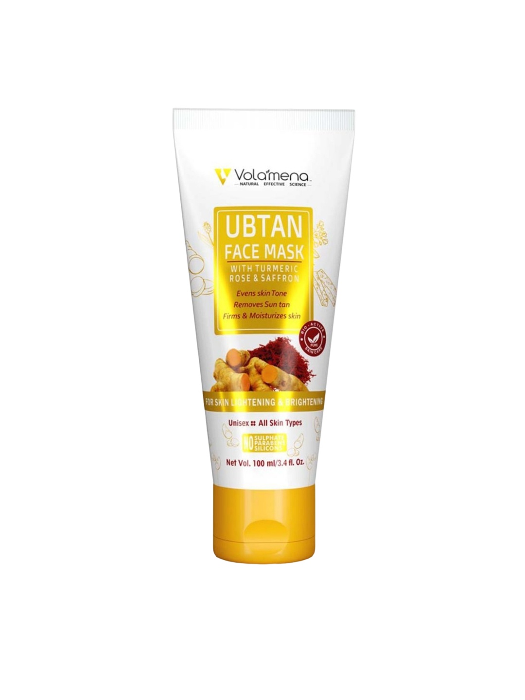 

Volamena Ubtan Face Mask For Skin Brightening & Lightening= 100ml, Yellow