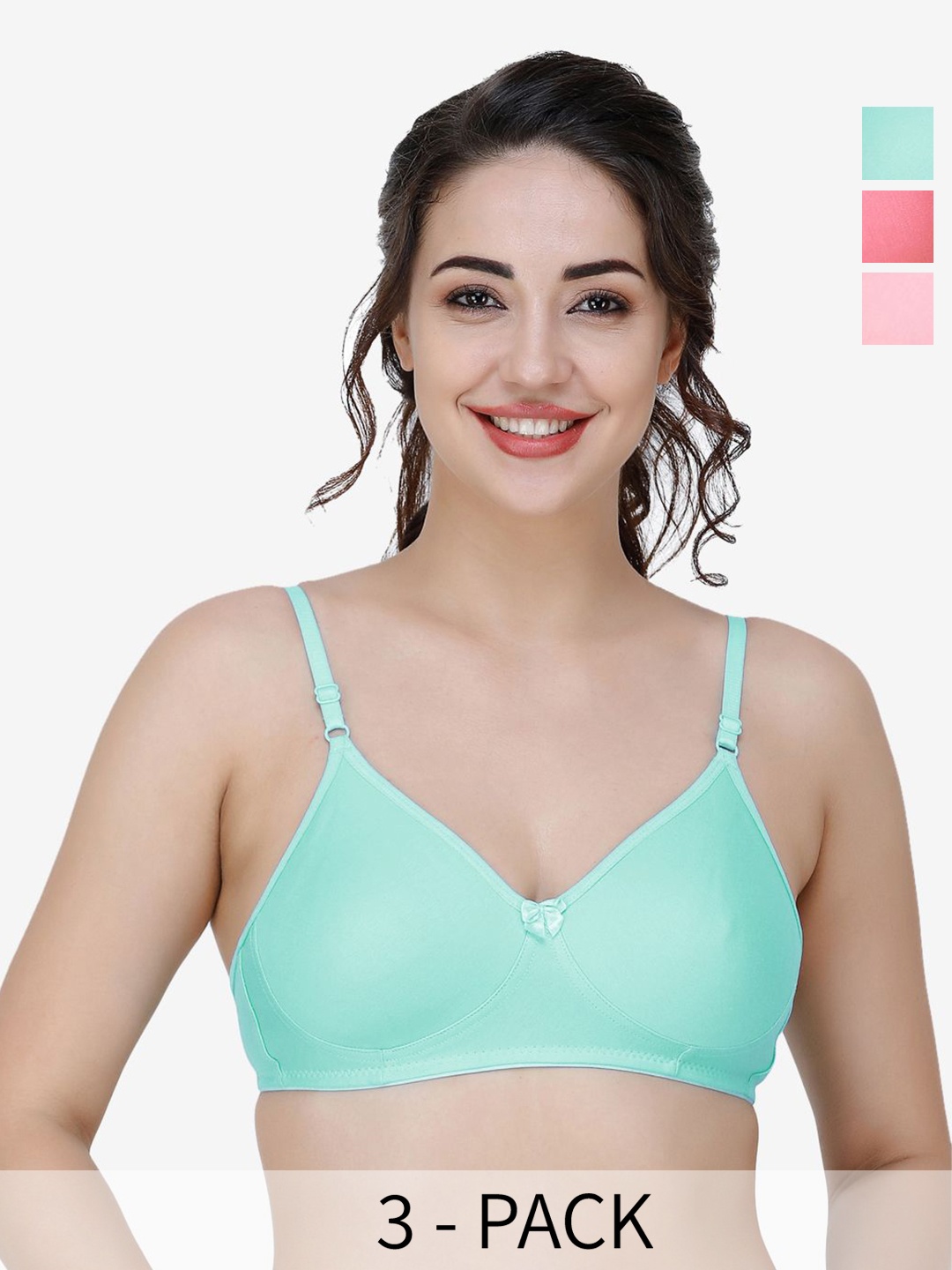 

Docare Women Pack of 3 Full Coverage T-shirt Non Padded Bra, Red