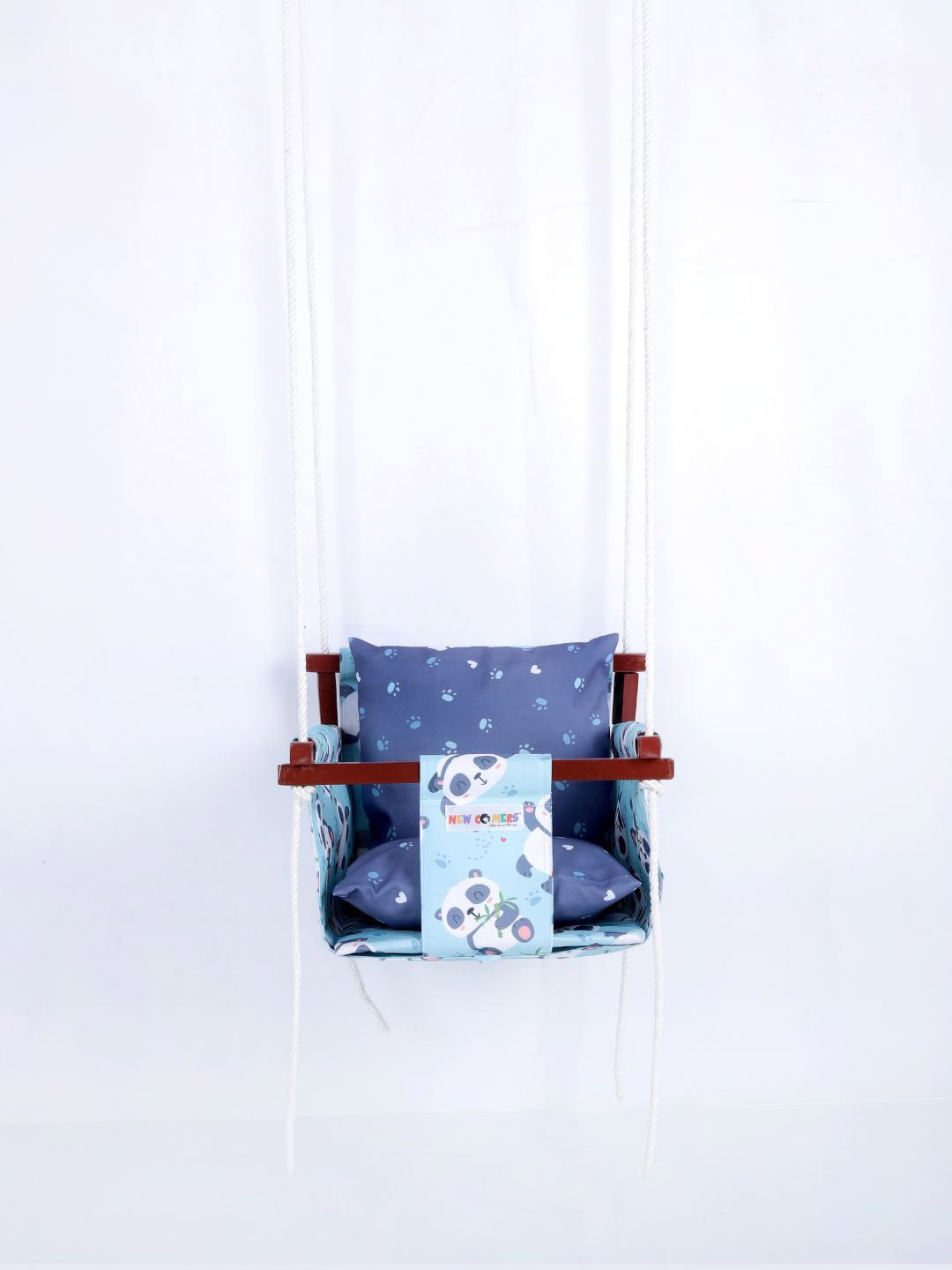 

NEW COMERS Kids Blue & White Printed Pure Cotton Swings With 2 pillows
