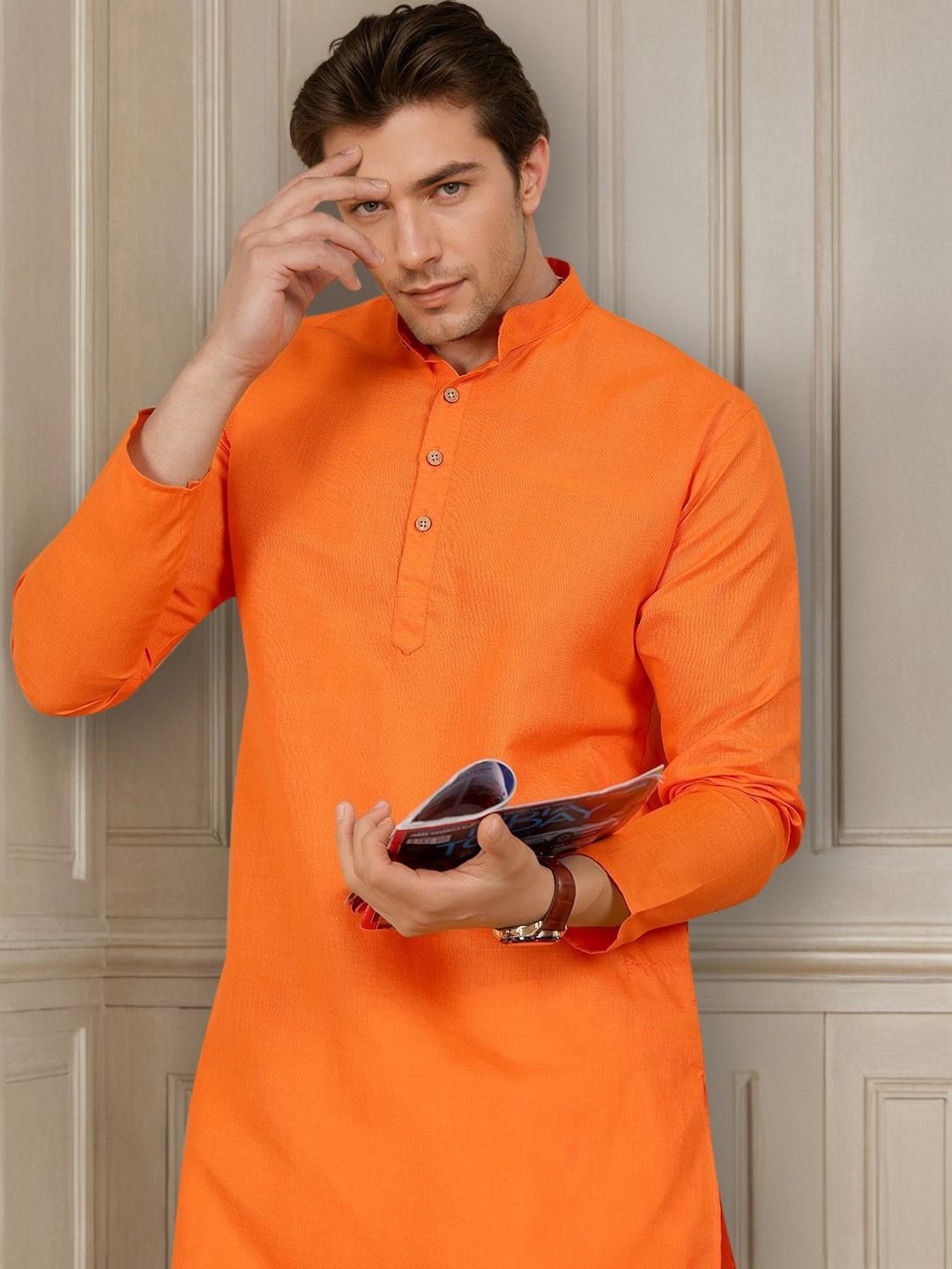 

Anouk Mandarin Collar Straight Kurta, Orange