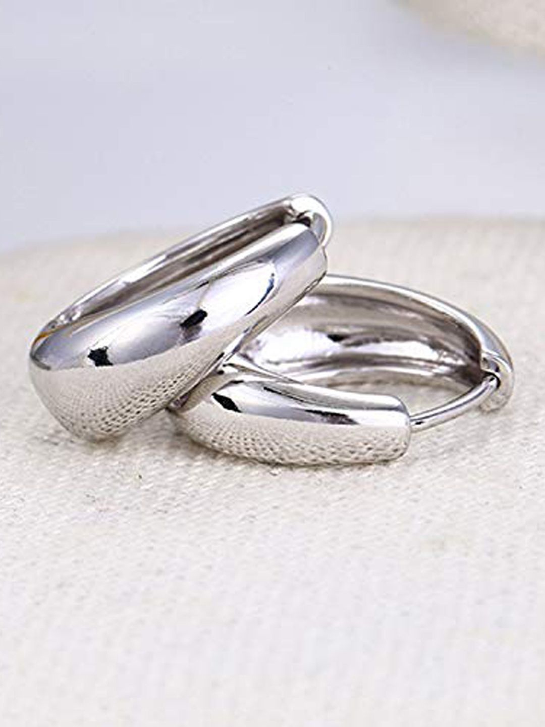 

Krelin Men Stainless Steel Hoop Earrings, Silver