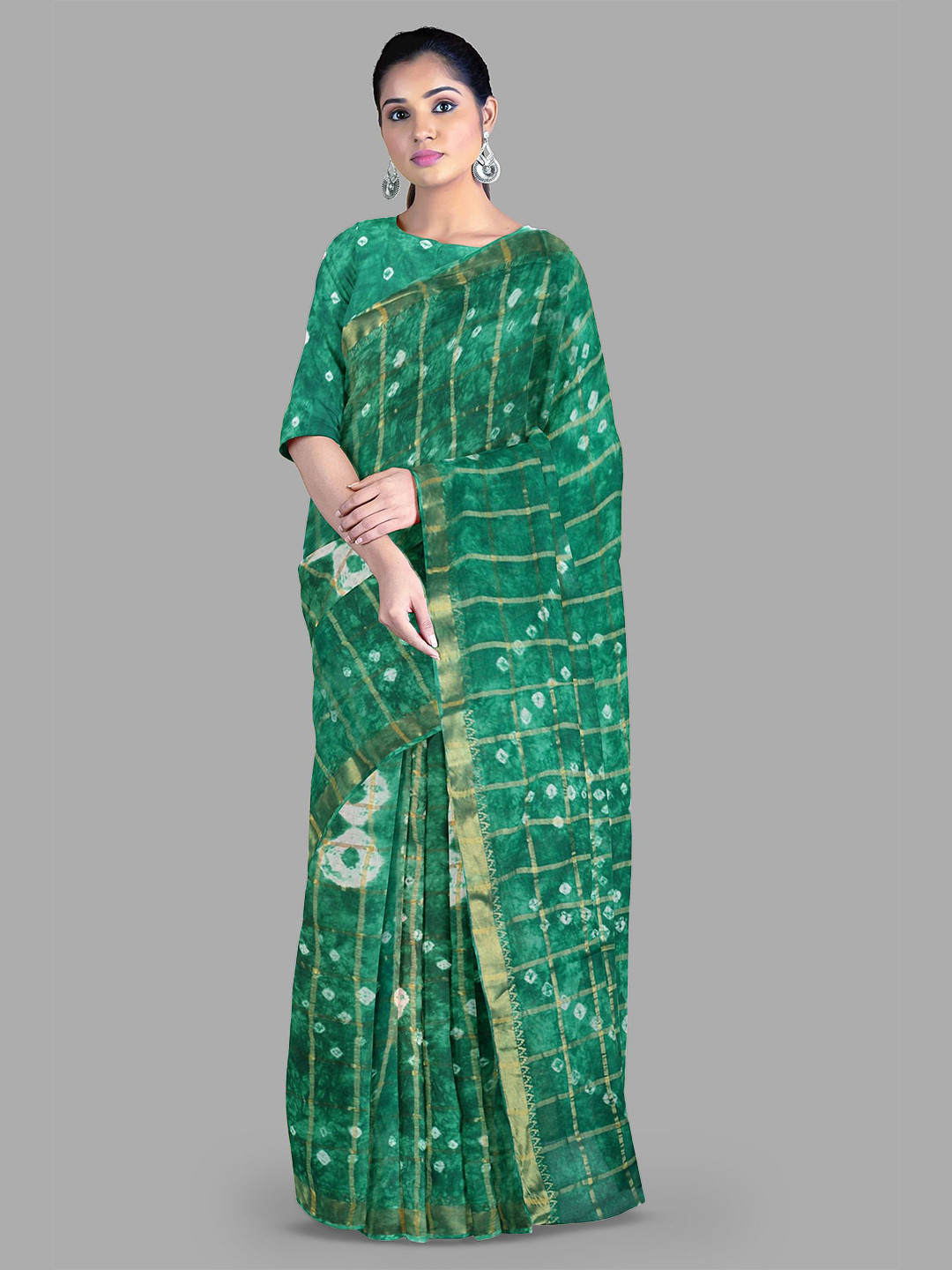 

The Chennai Silks Bandhani Printed Bandhani Sarees, Green