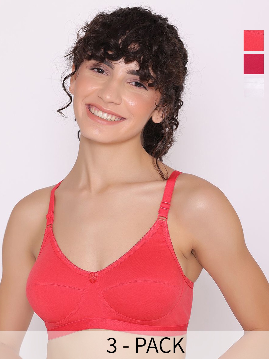 

INKURV Solid Bra Full Coverage Pack Of 2, Red