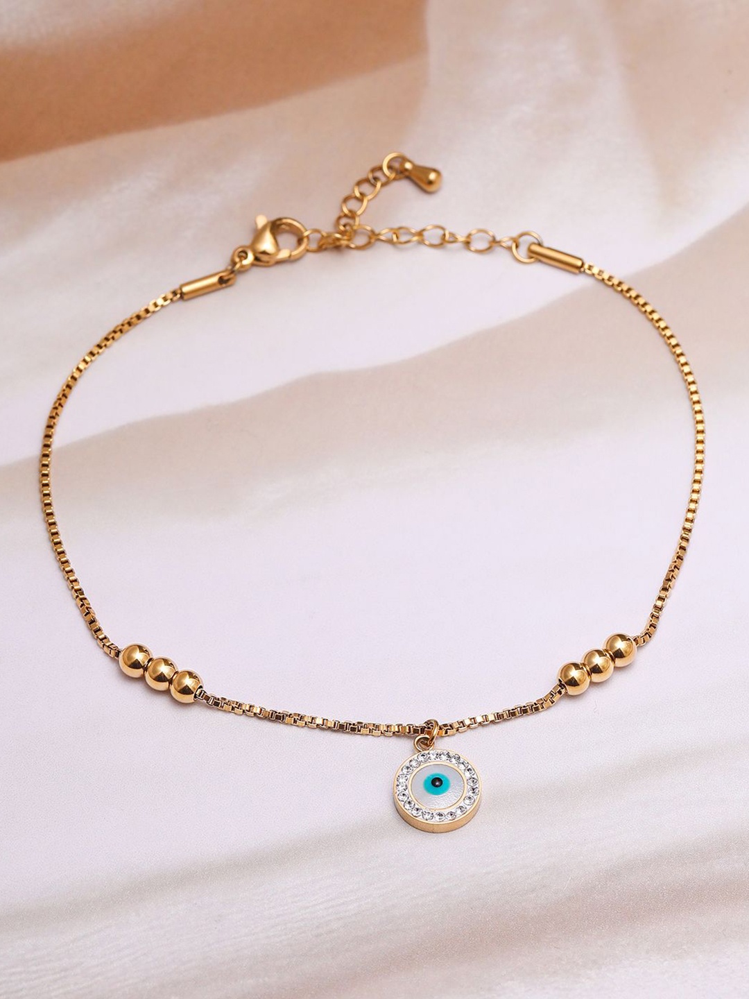 

Rubans 18K Gold-Plated Stainless Steel Tarnish-Free Waterproof Demi-Fine Evil Eye Bracelet