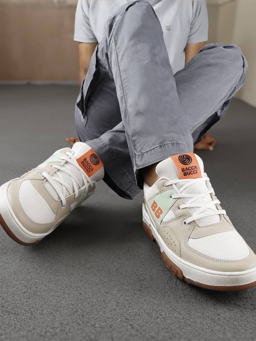 

bacca bucci Men PU Lace-Ups Sneakers, Beige