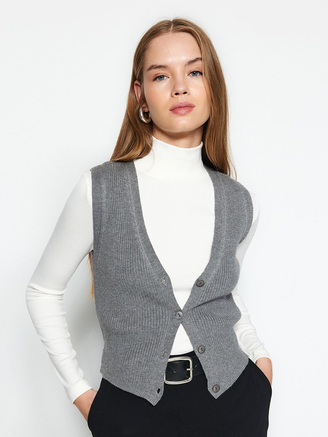 

Trendyol Women Sweater Vest, Grey