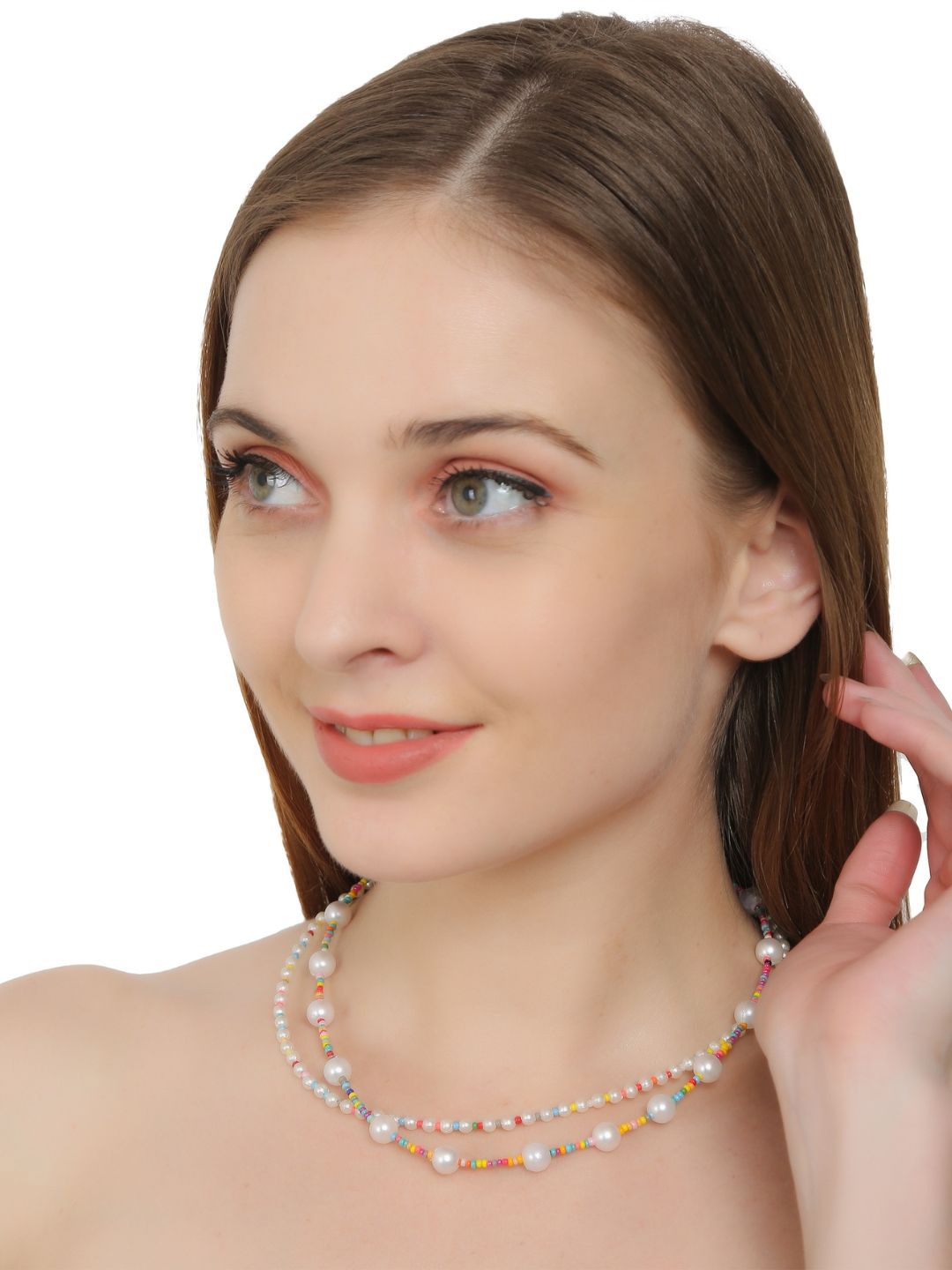 

VIVAZS Gold-Plated Beaded Layered Necklace