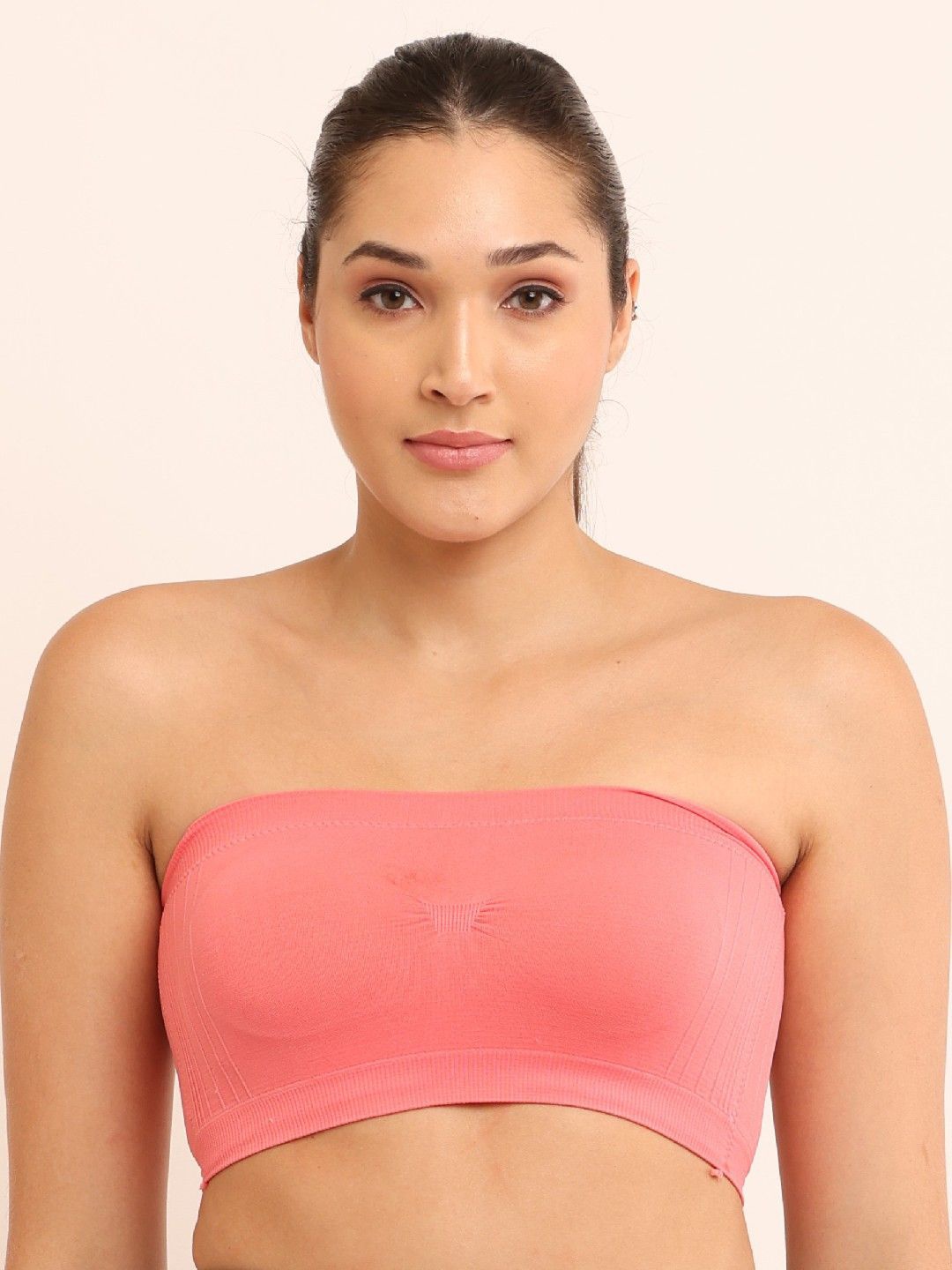 

Poftik Bandeau Strapless Medium Coverage Removable Padding Bra, Pink