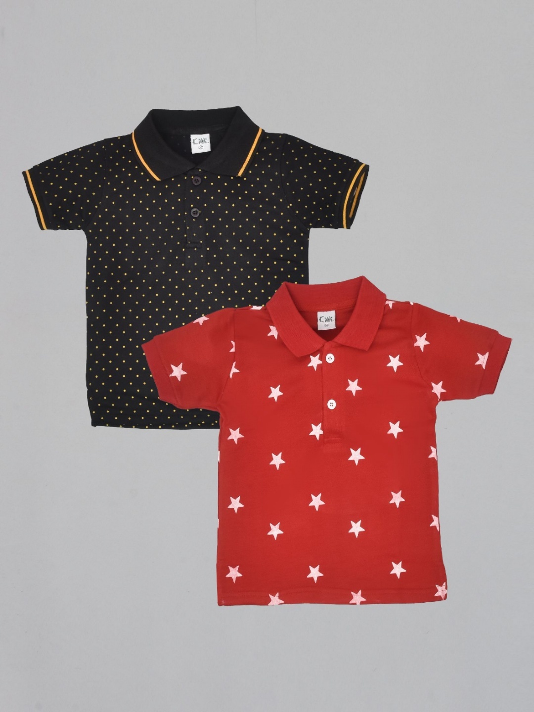 

BAESD Pack Of 2 Boys Conversational Printed Polo Collar Cotton T-shirts, Black