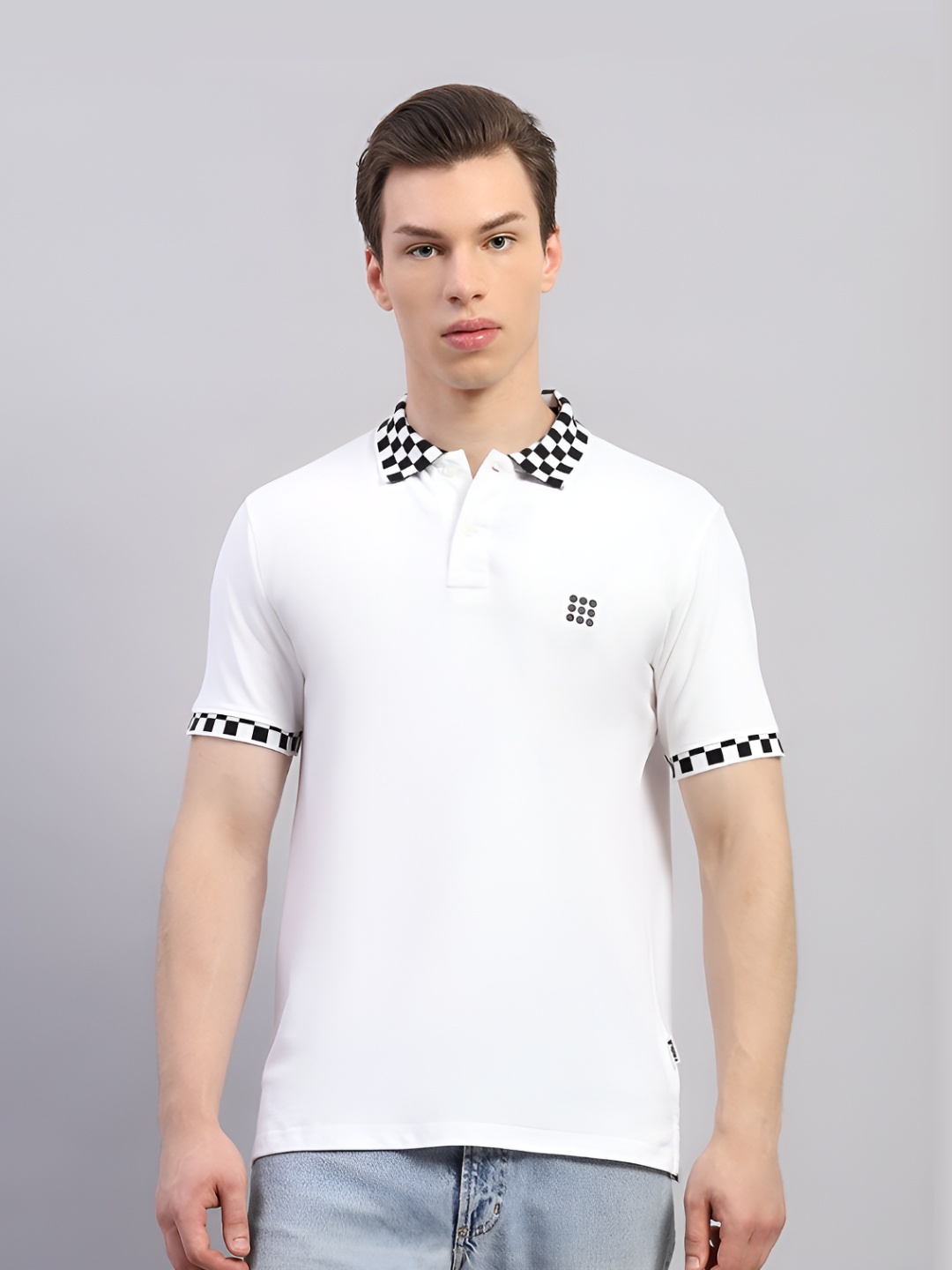 

rock.it Men Solid Polo Collar Cotton T-shirt, White