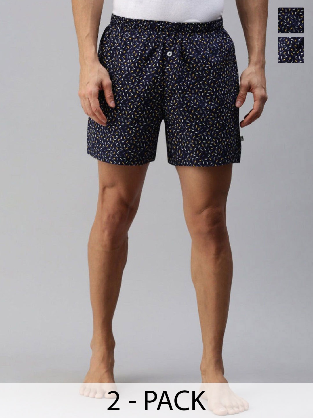 

Ramraj Pack Of 2 Printed Woven Boxers RAMSHORTS_WS8, Navy blue