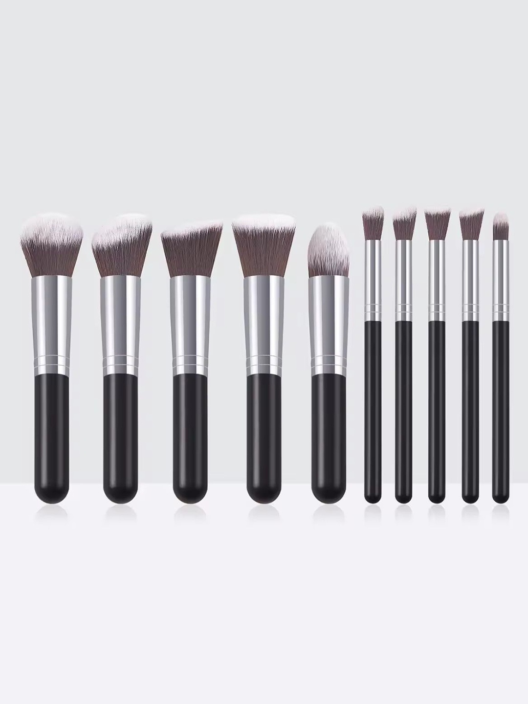 

zemglam Set Of 12 Makeup Brushes With Nail Cleaning Brush, Silver
