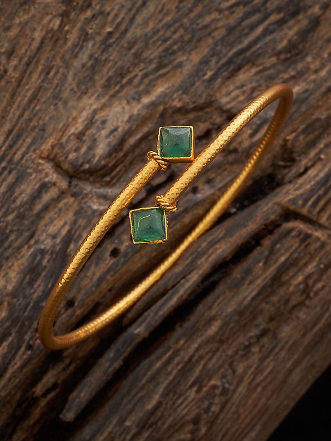 

Kushal's Fashion Jewellery Gold-Plated Stone Studded Antique Kada Bracelet