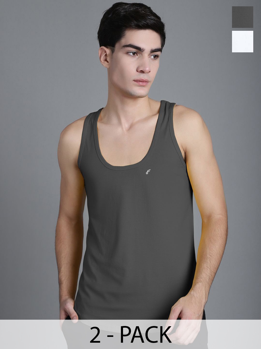 

FBAR Men Pack Of 2 Cotton Anti-Bacterial Innerwear Vests FBC-02-41, White