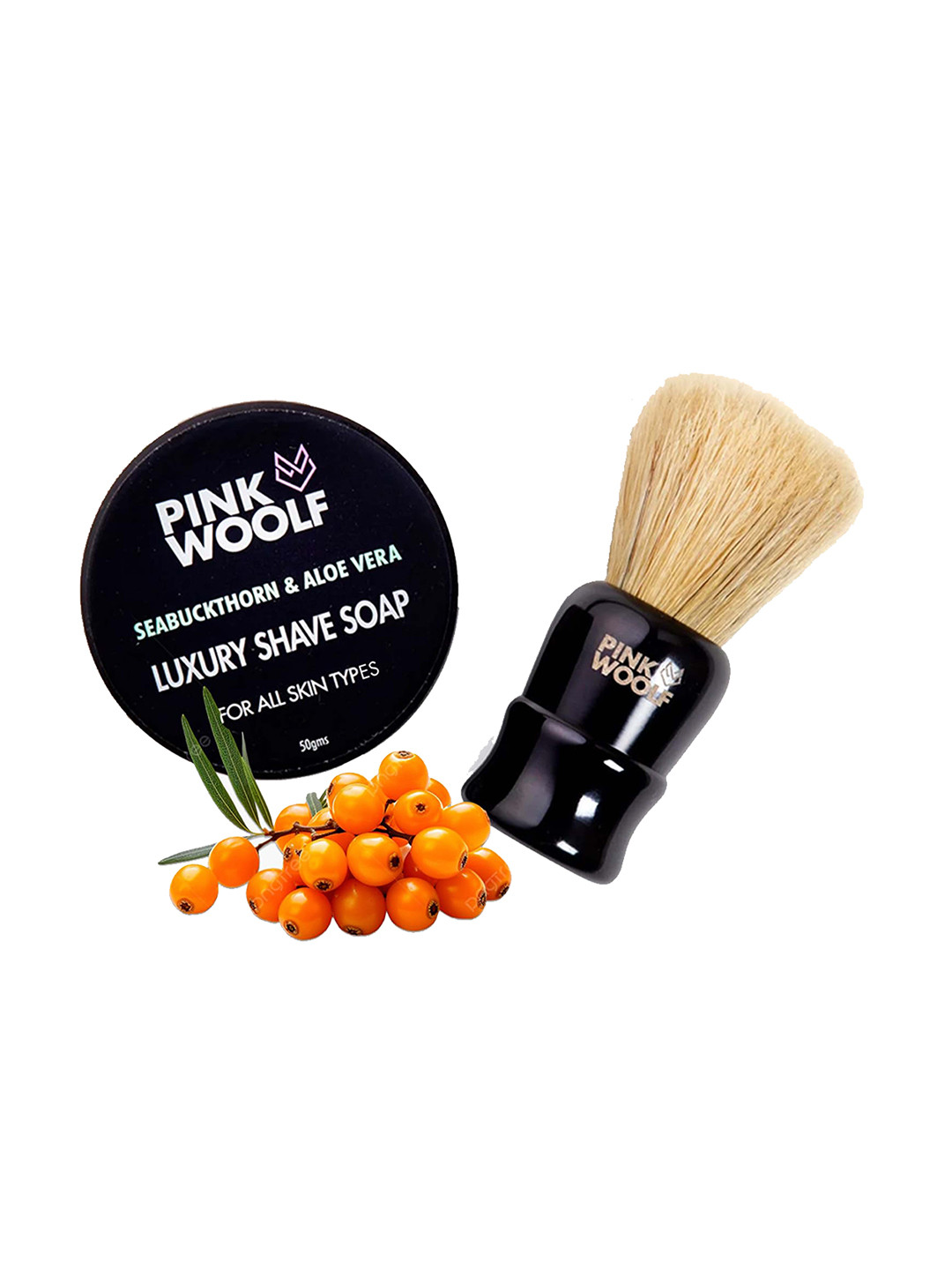 

PINK WOOLF Shaving Cream With Seabuckthorn & Aloevera Shaving Soap 50g, Black