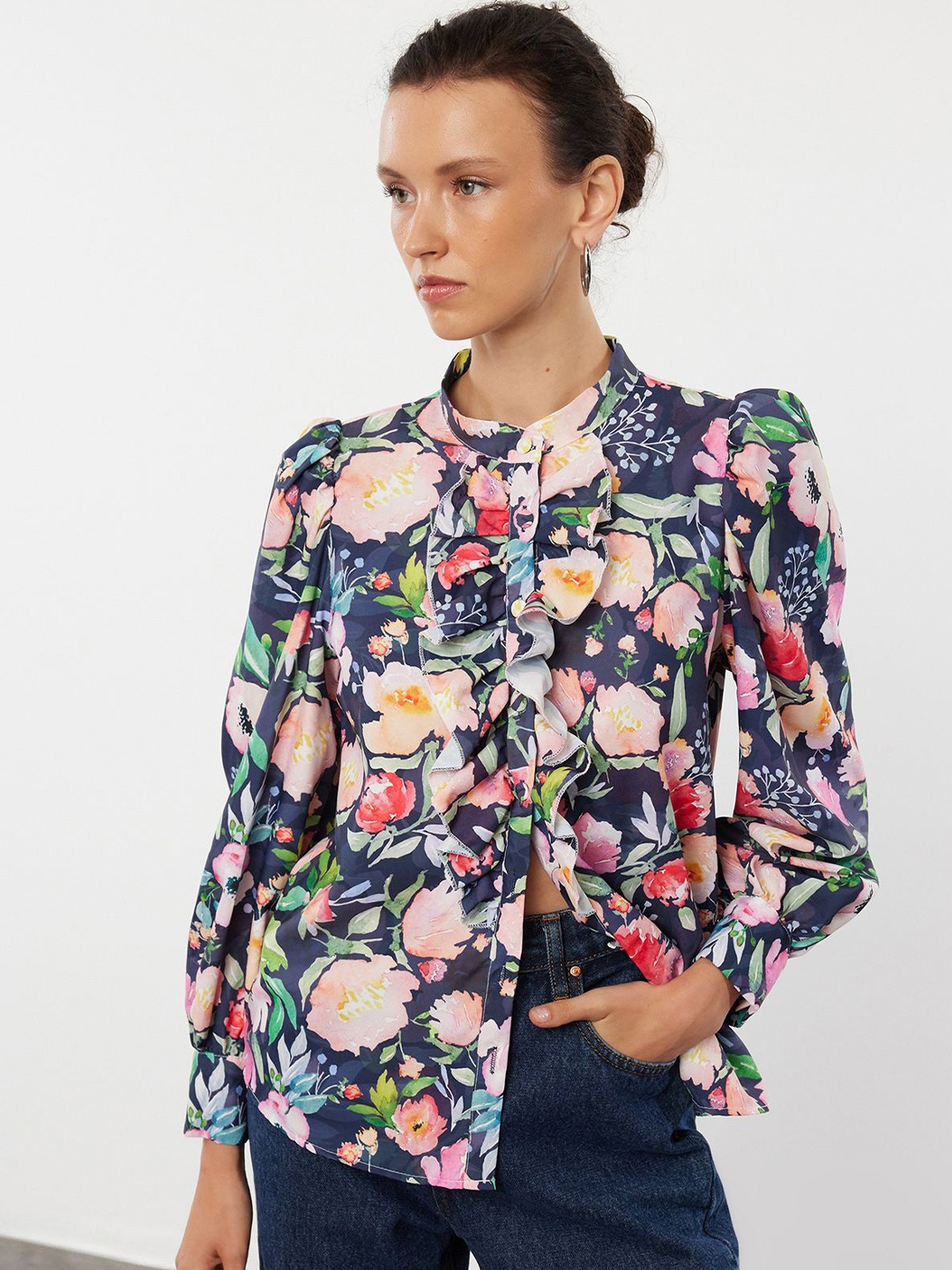 

Trendyol Women Floral Opaque Printed Casual Shirt, Na