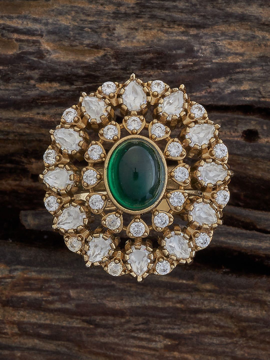 

Kushal's Fashion Jewellery Kundan Studded Adjustable Finger Ring, Gold