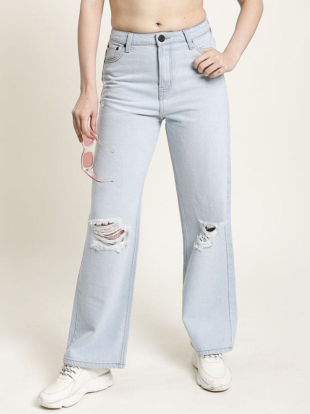 

Bene Kleed Women Classic Relaxed Fit Slash Knee Jeans, Blue