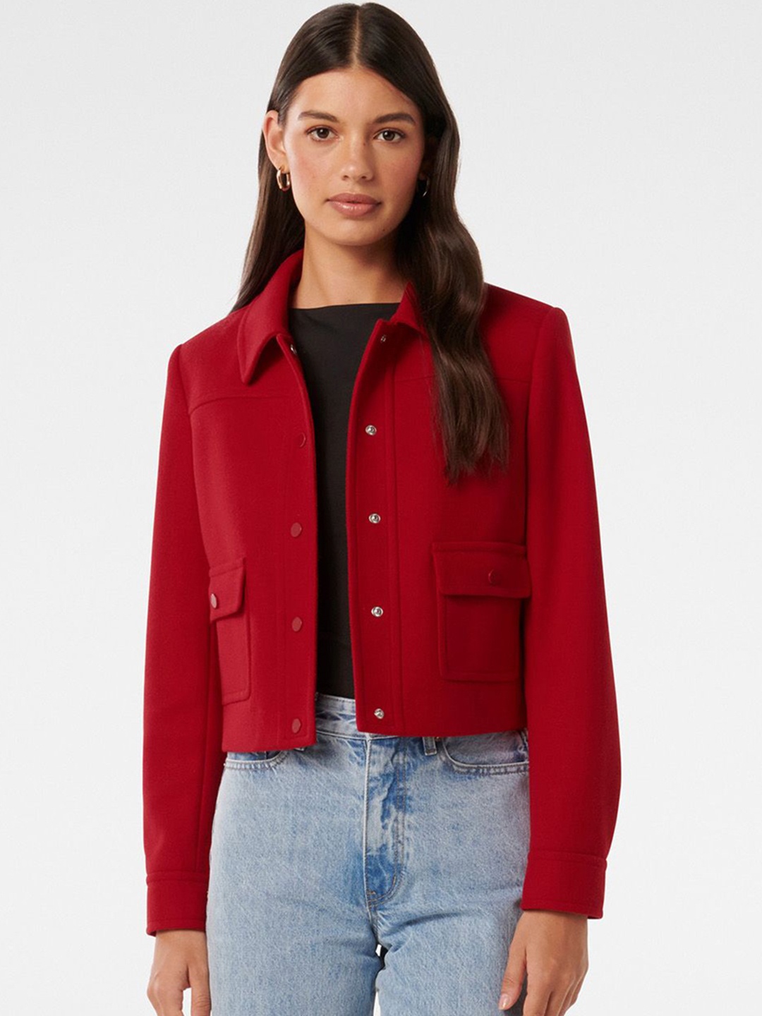 

Forever New Women Crop Tailored Jacket, Red