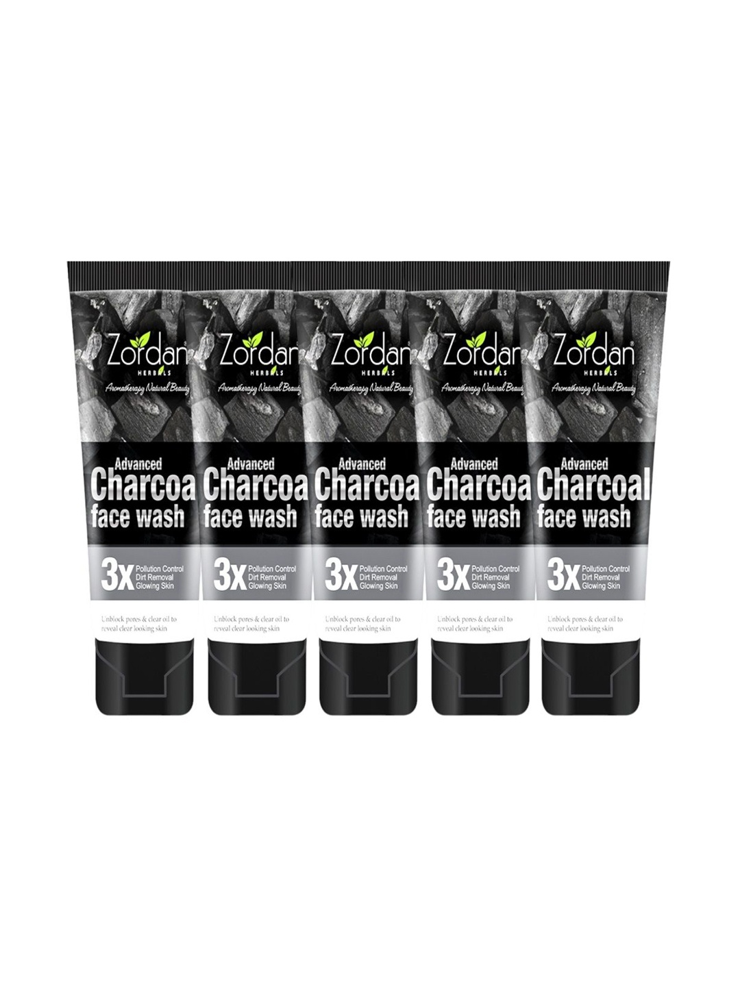 

ZORDAN Set Of 5 Herbals Advanced Charcoal Face Wash - 60 ml Each, Black