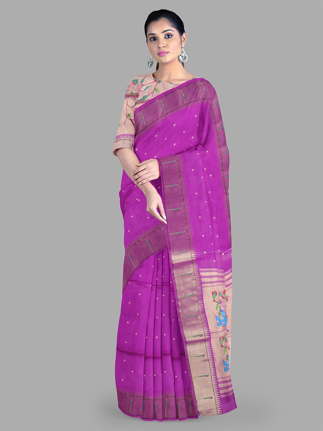 

The Chennai Silks Women Woven Design Zari Baluchari Saree, Pink