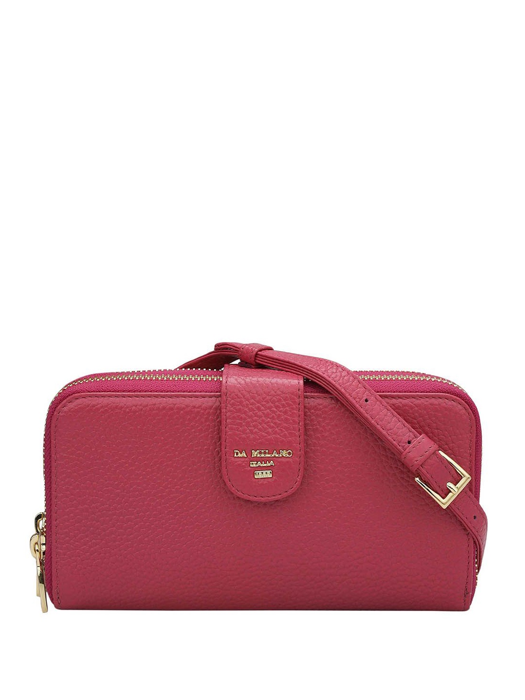 

Da Milano Women Textured Leather Zip Around Wallet, Magenta