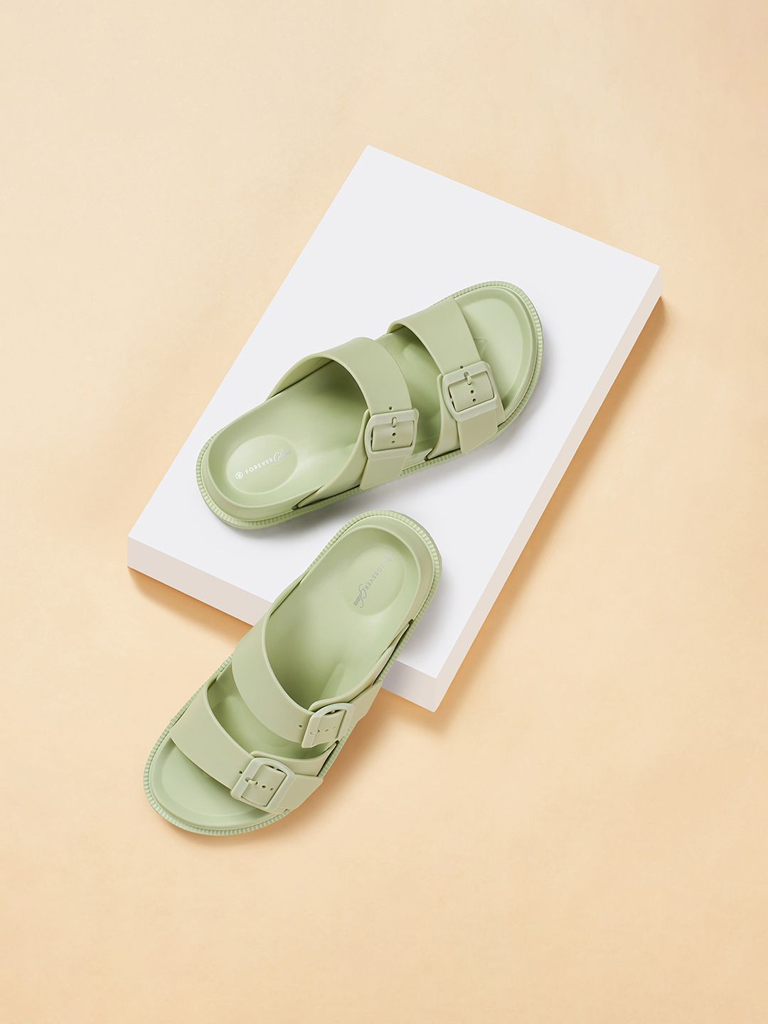 

Forever Glam by Pantaloons Women Rubber Sliders, Green
