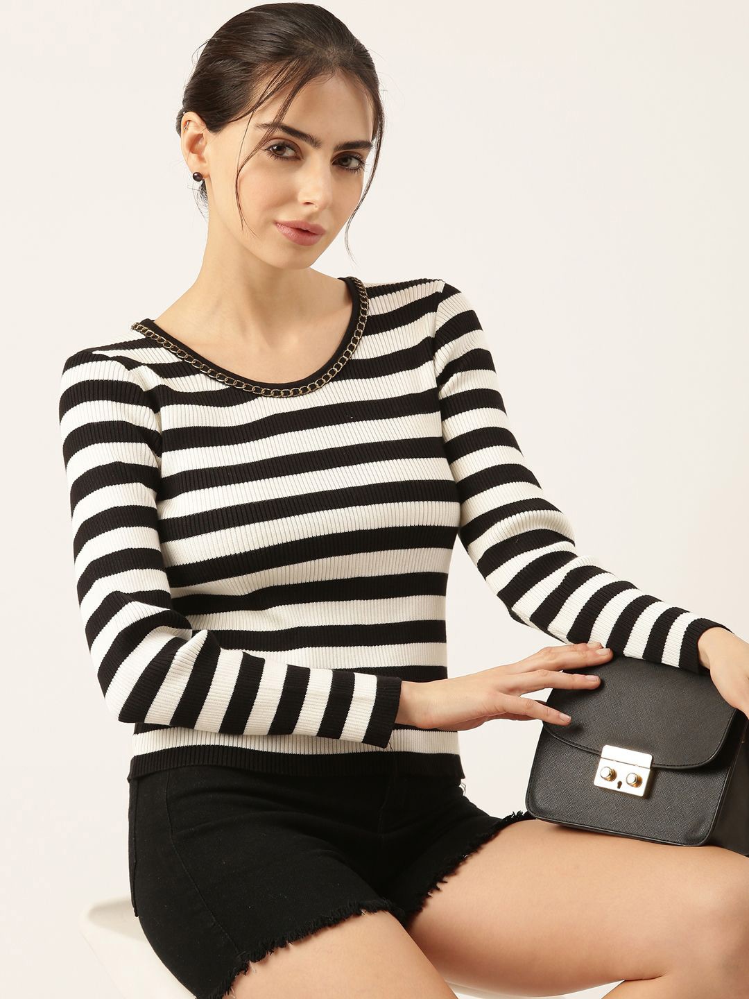 

SHOWOFF Striped Top, Black