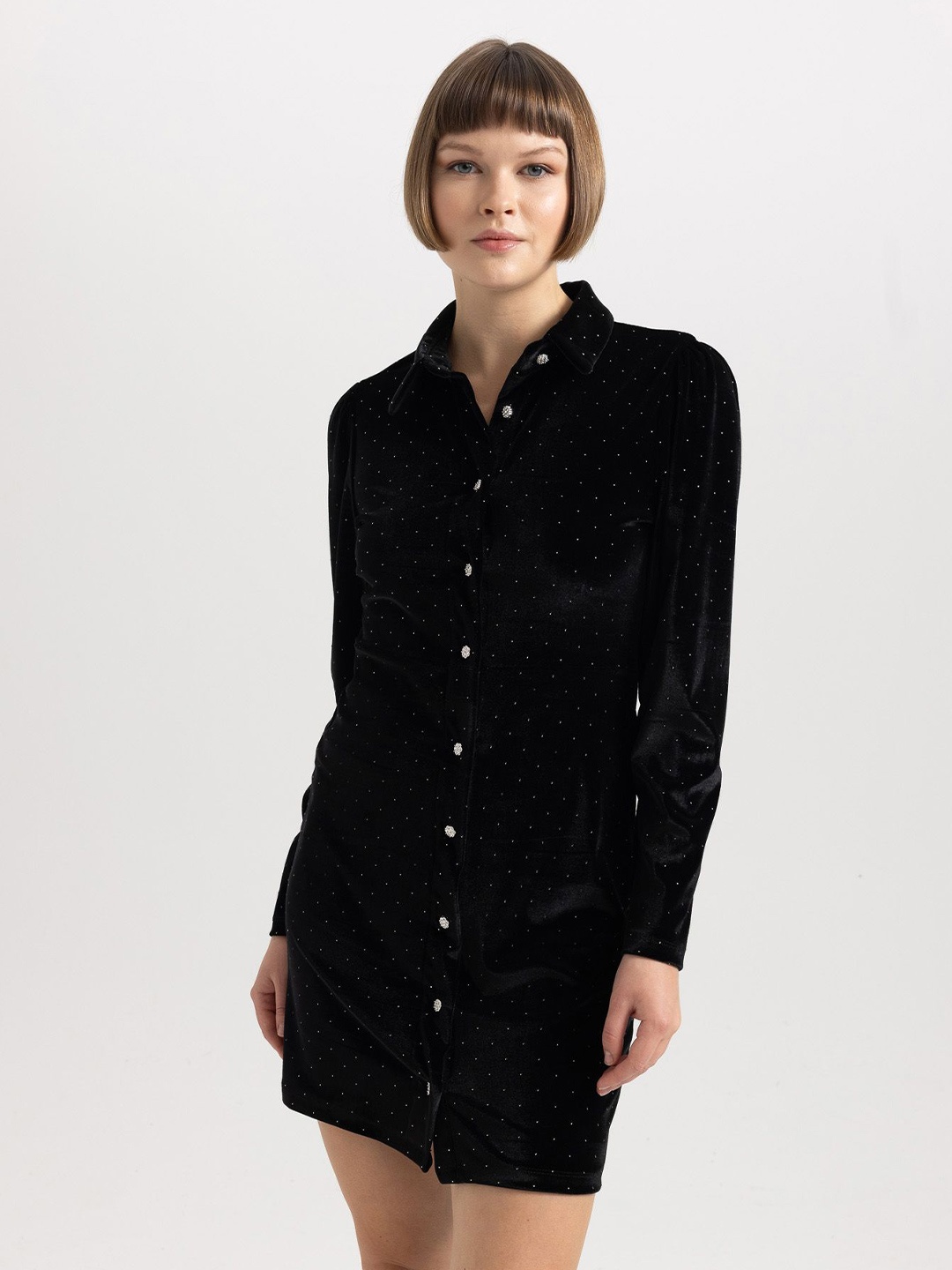 

DeFacto Shirt Mini Dress, Black