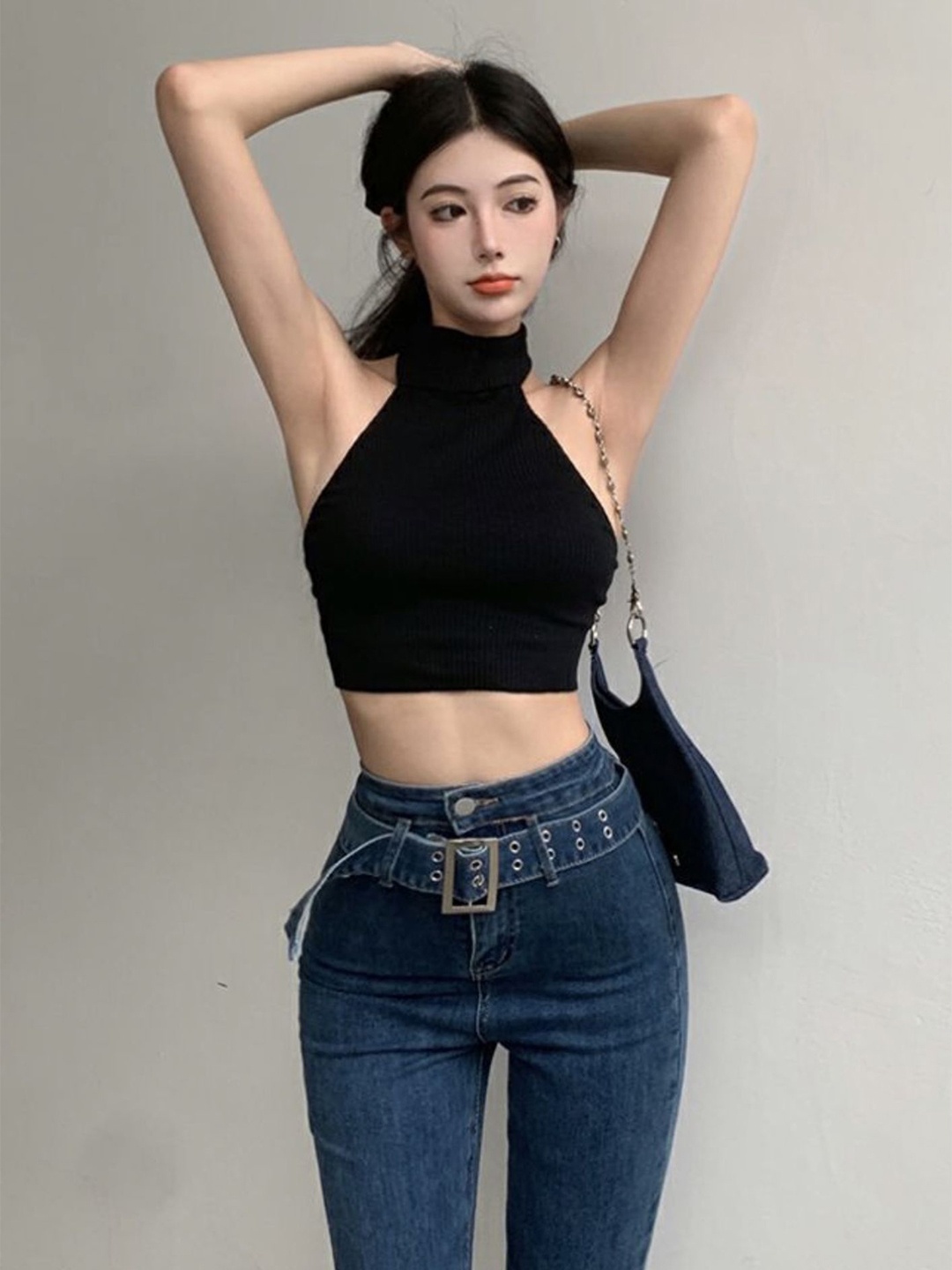 

LULU & SKY Styled Back Crop Top, Black