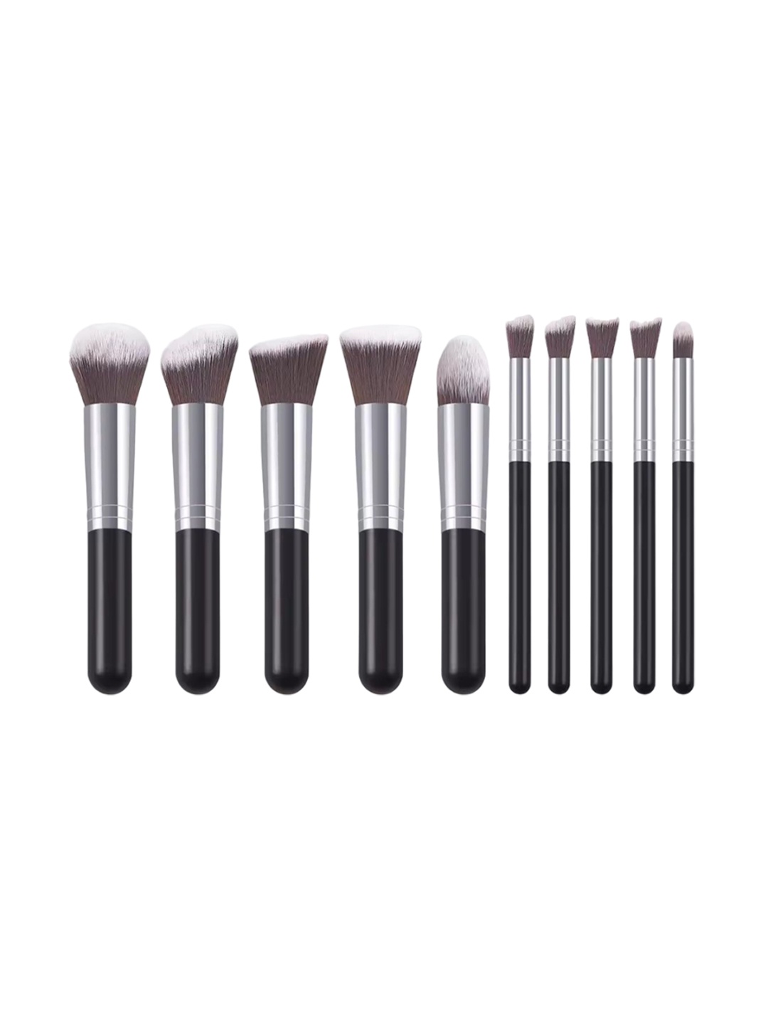 

zemglam Set Of 10 Makeover Makeup Brushes, Silver